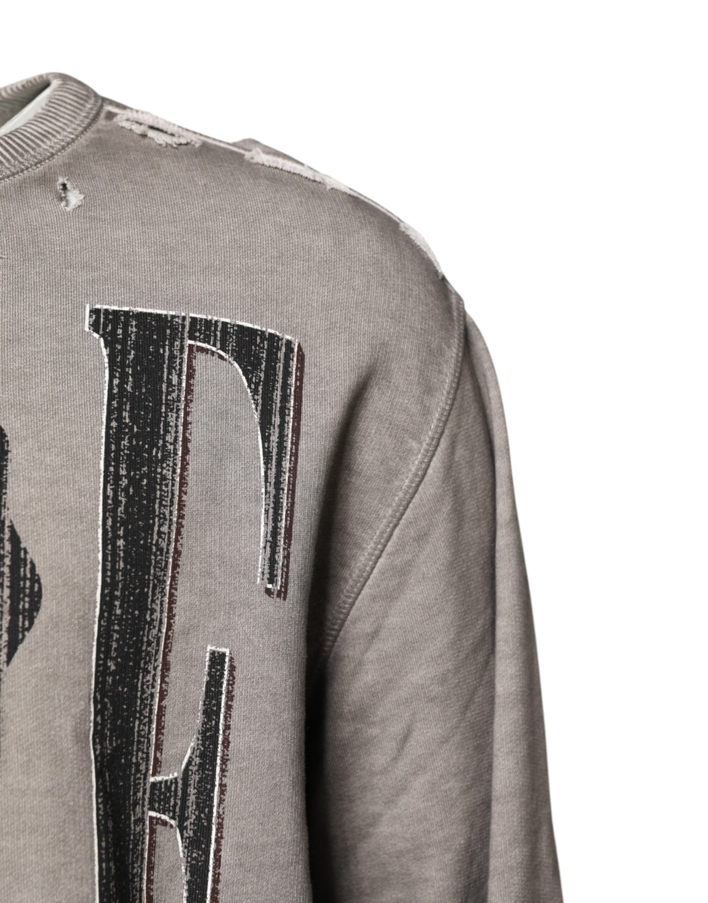 Dolce & Gabbana Gray Logo Print Crew Neck Pullover Sweater Dolce & Gabbana