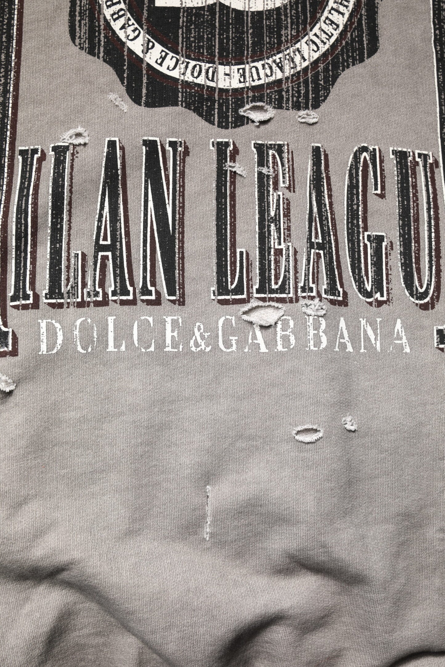 Dolce & Gabbana Gray Logo Print Crew Neck Pullover Sweater Dolce & Gabbana