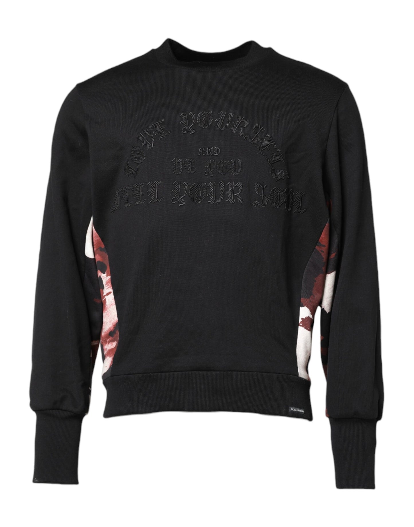 Dolce & Gabbana Black Embroidered Crew Neck Pullover Sweater Dolce & Gabbana