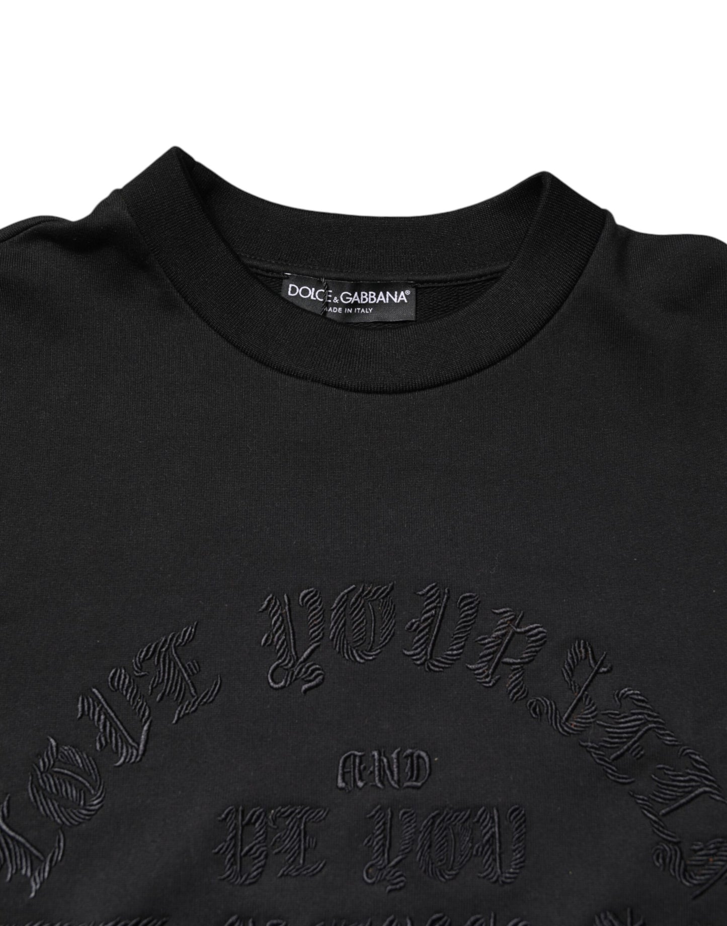 Dolce & Gabbana Black Embroidered Crew Neck Pullover Sweater Dolce & Gabbana
