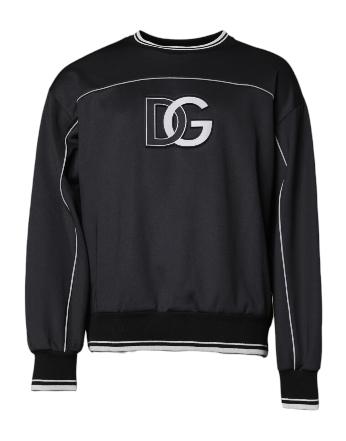 Dolce & Gabbana Black Logo Polyester Crew Neck Men Pullover Sweater Dolce & Gabbana