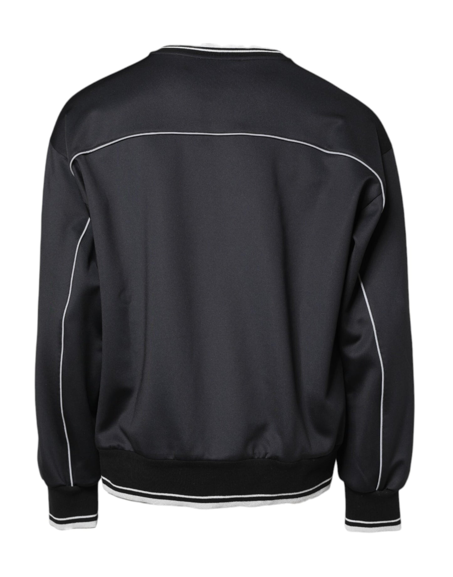 Dolce & Gabbana Black Logo Polyester Crew Neck Men Pullover Sweater Dolce & Gabbana