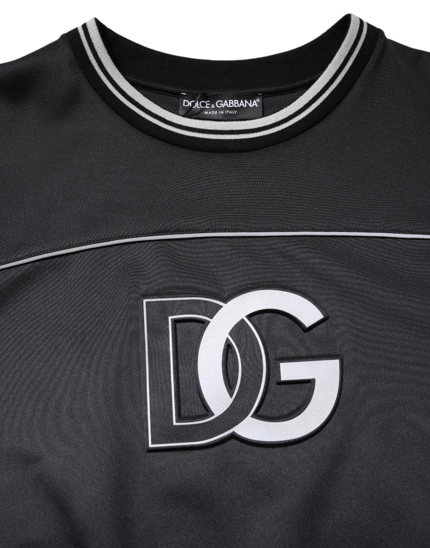 Dolce & Gabbana Black Logo Polyester Crew Neck Men Pullover Sweater Dolce & Gabbana