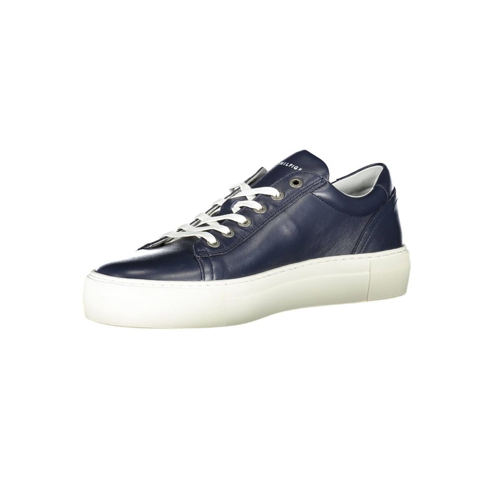 Tommy Hilfiger Blue Leather Men Sneaker Tommy Hilfiger