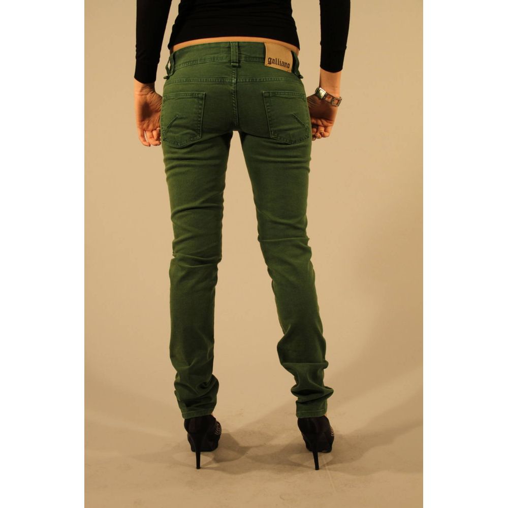 John Galliano Green Cotton Women Jean John Galliano