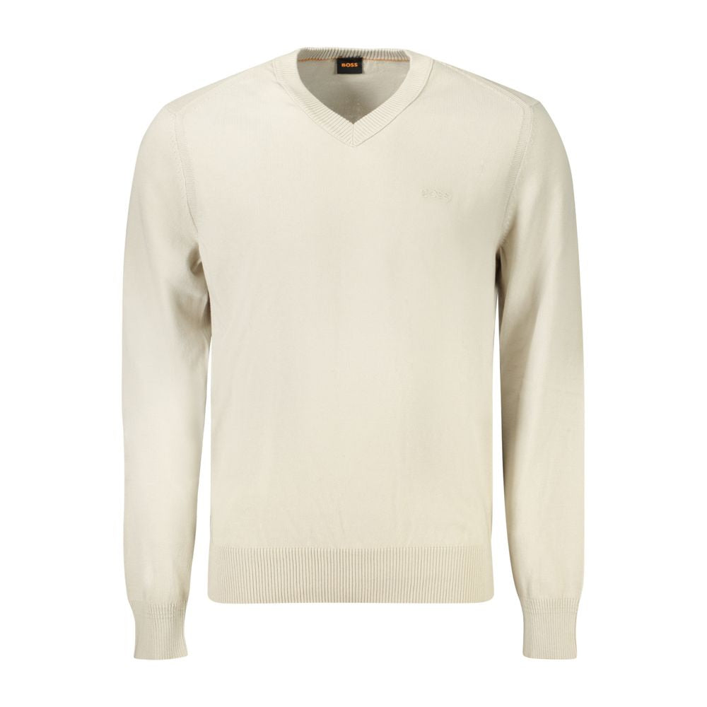 Hugo Boss Beige Cotton Men Sweater Hugo Boss