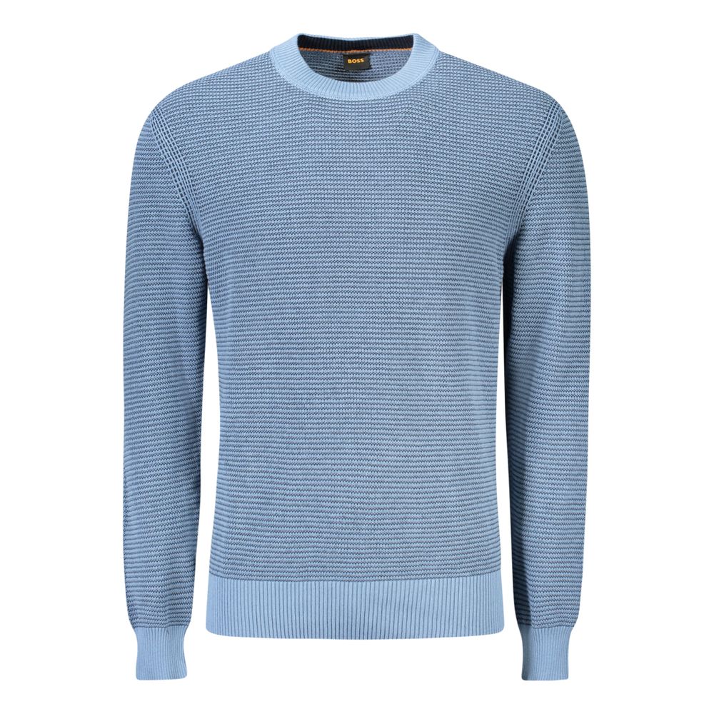 Hugo Boss Blue Cotton Men Sweater Hugo Boss