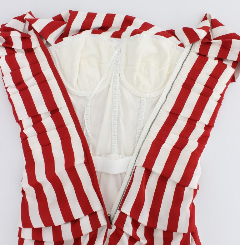 Dolce & Gabbana Red White Silk Stretch Dress Dolce & Gabbana