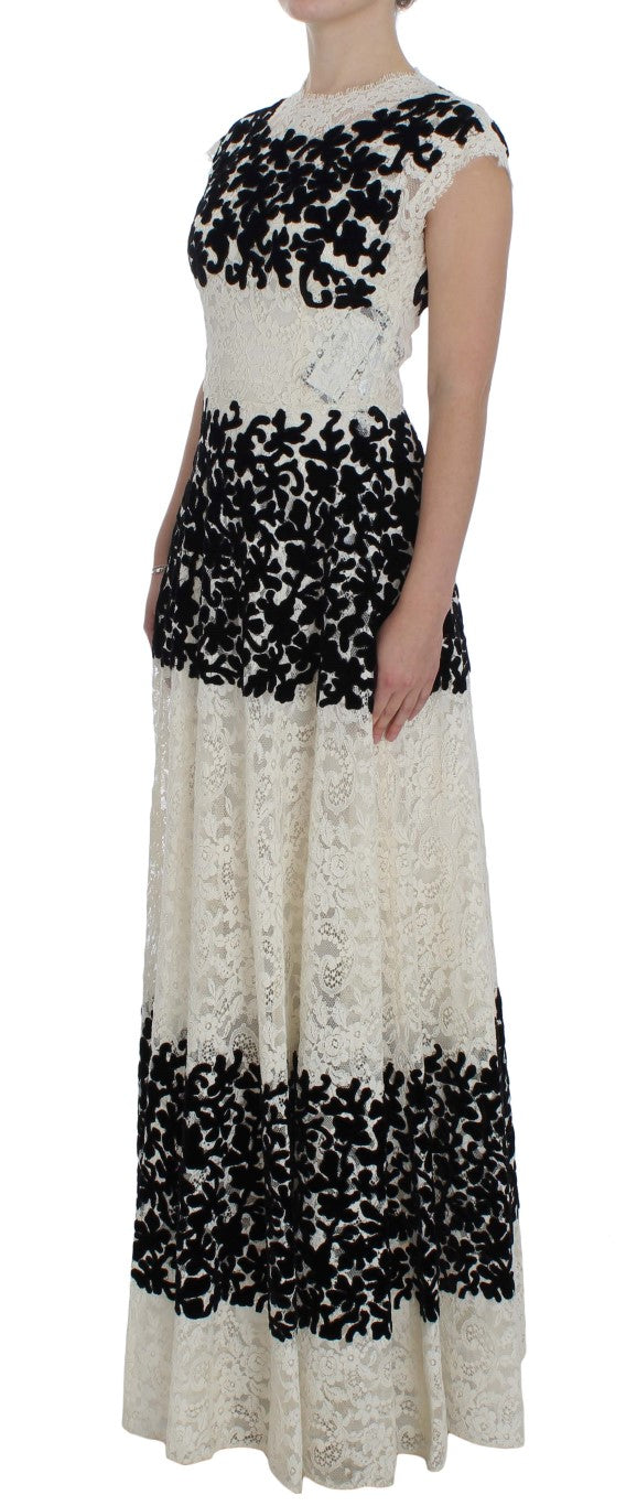 Dolce & Gabbana Floral Lace Ricamo Long Ball Maxi Dress Dolce & Gabbana