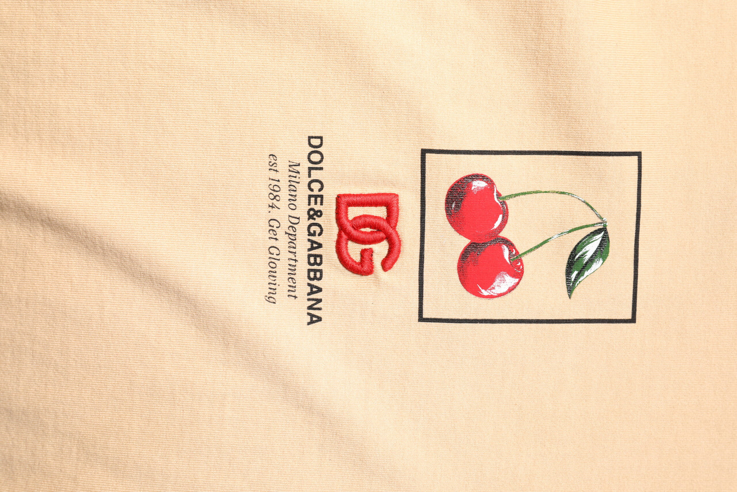 Dolce & Gabbana Beige Cotton Logo Print Crew Neck T-shirt Dolce & Gabbana