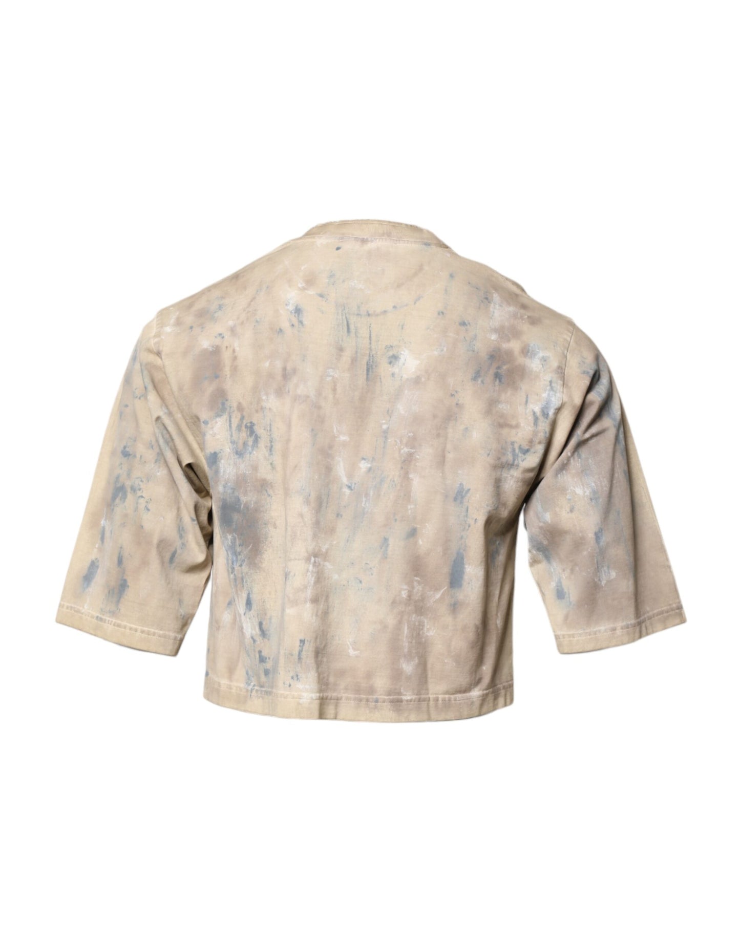 Dolce & Gabbana Beige Tie Dye DG Embroidery Cropped T-shirt Dolce & Gabbana