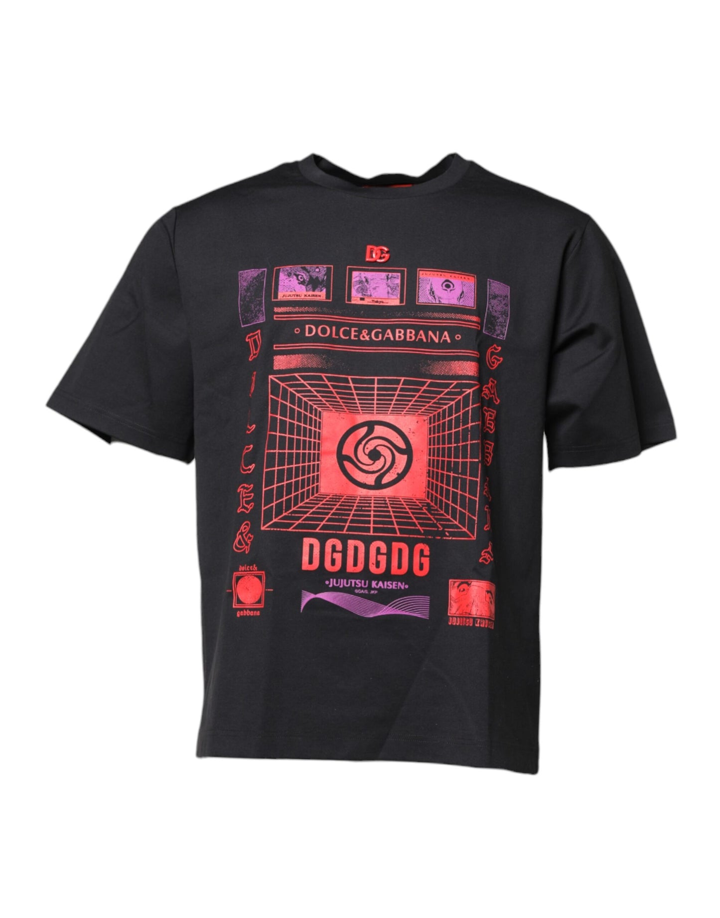 Dolce & Gabbana Black Cotton Graphic Print Crew Neck T-shirt Dolce & Gabbana