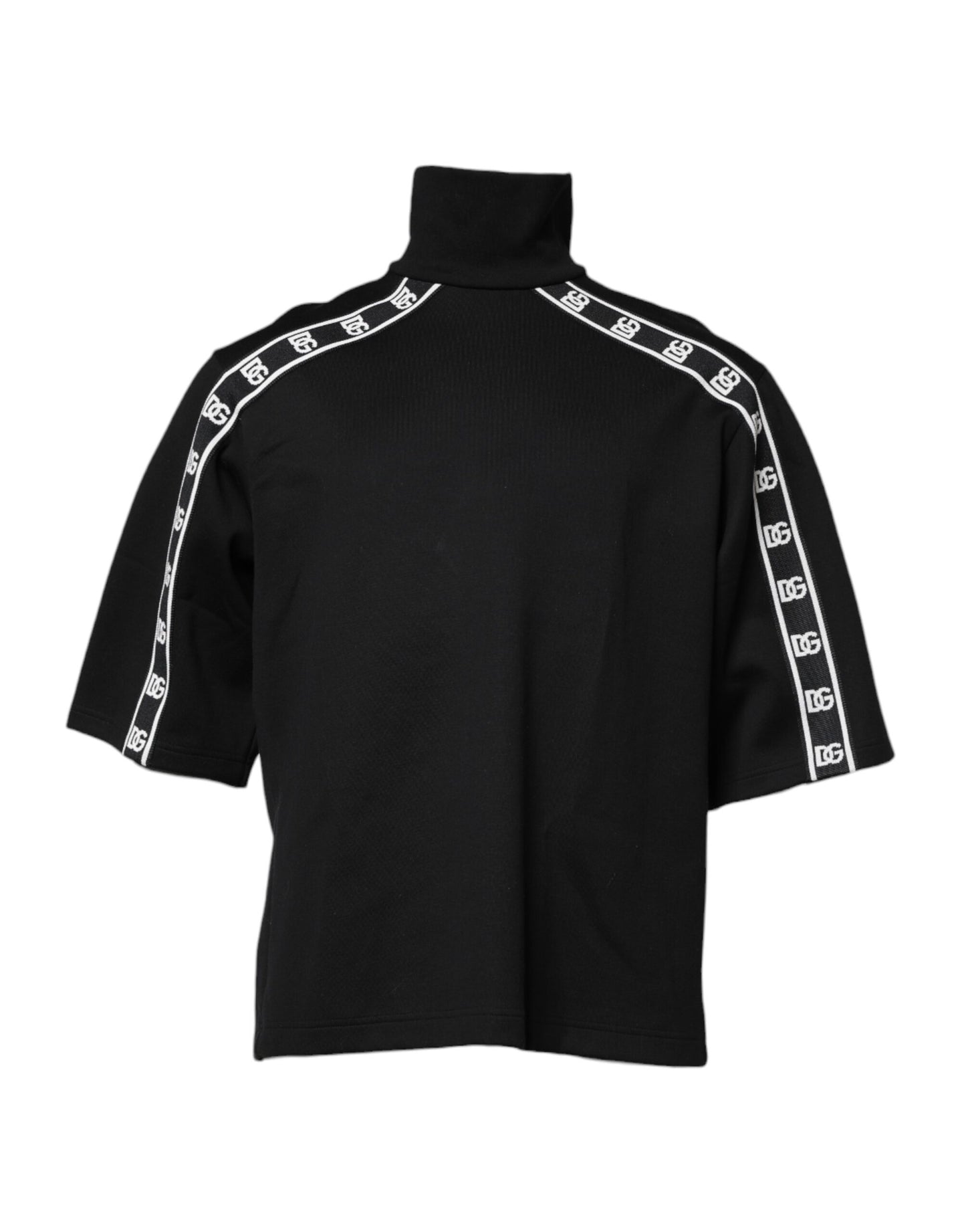 Dolce & Gabbana Black Cotton DG Print Turtleneck T-shirt Dolce & Gabbana