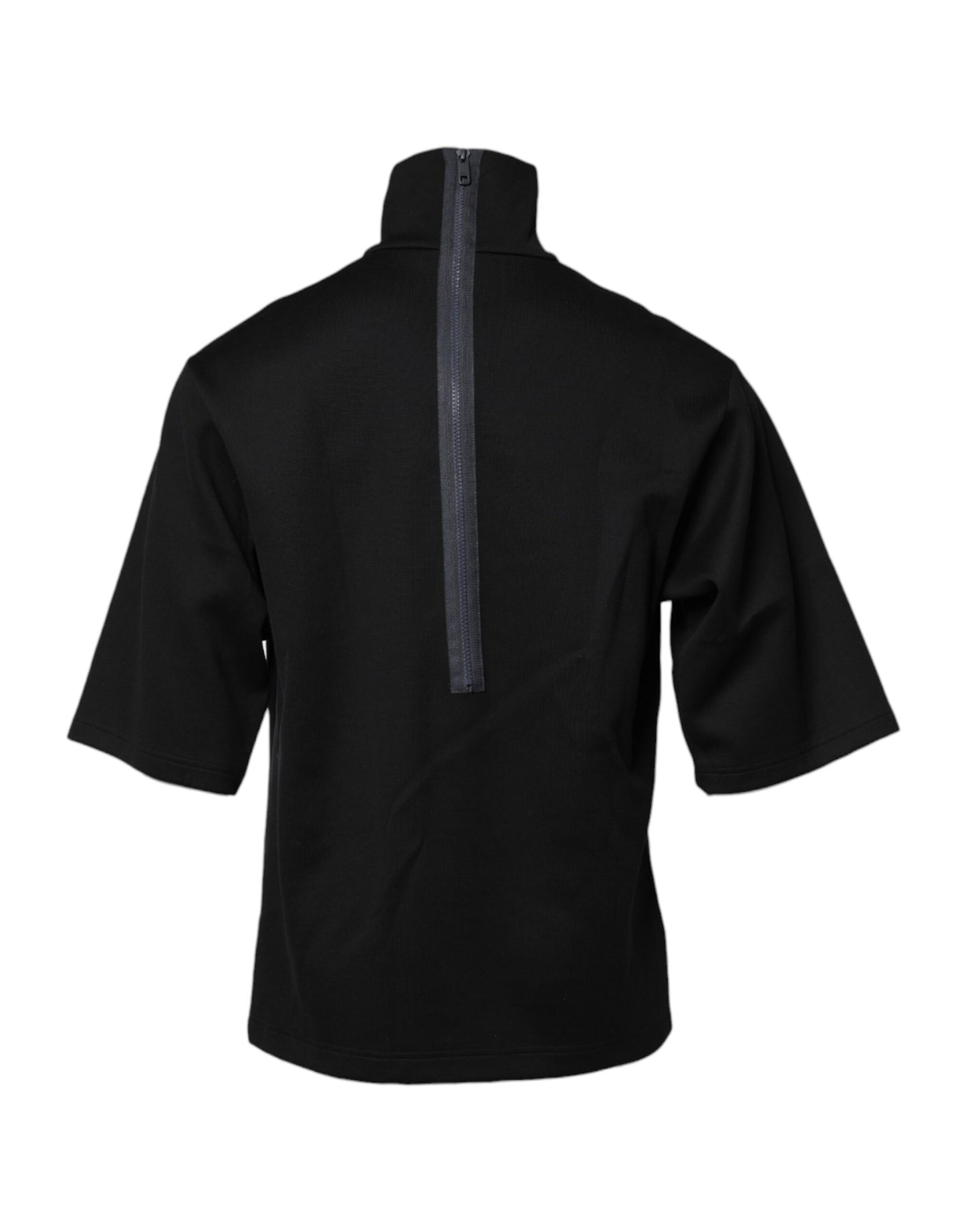 Dolce & Gabbana Black Cotton DG Print Turtleneck T-shirt Dolce & Gabbana