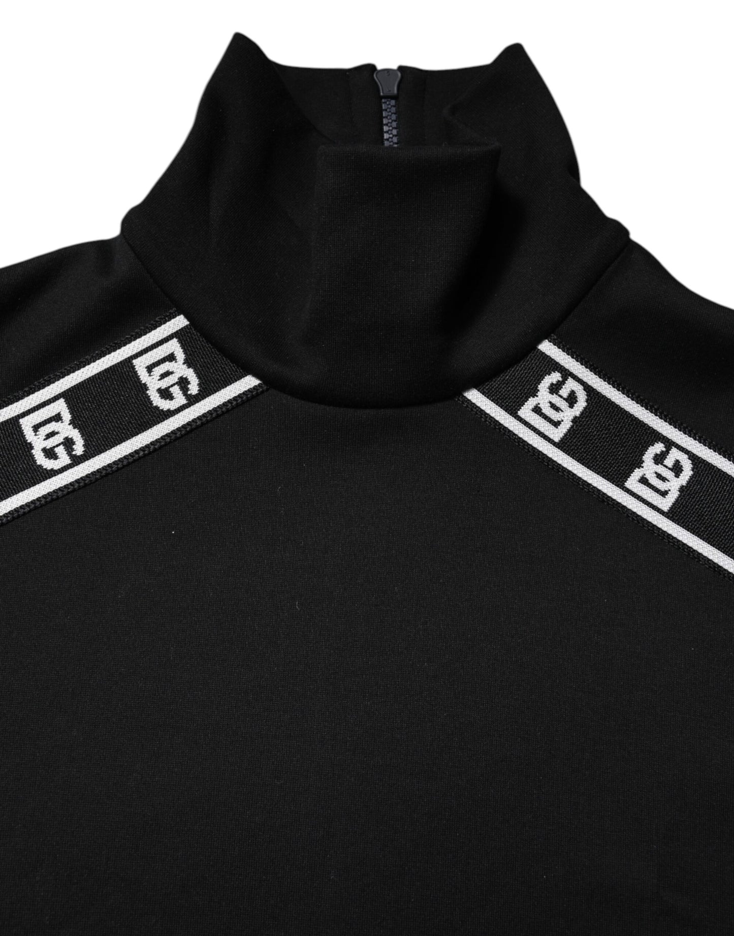 Dolce & Gabbana Black Cotton DG Print Turtleneck T-shirt Dolce & Gabbana
