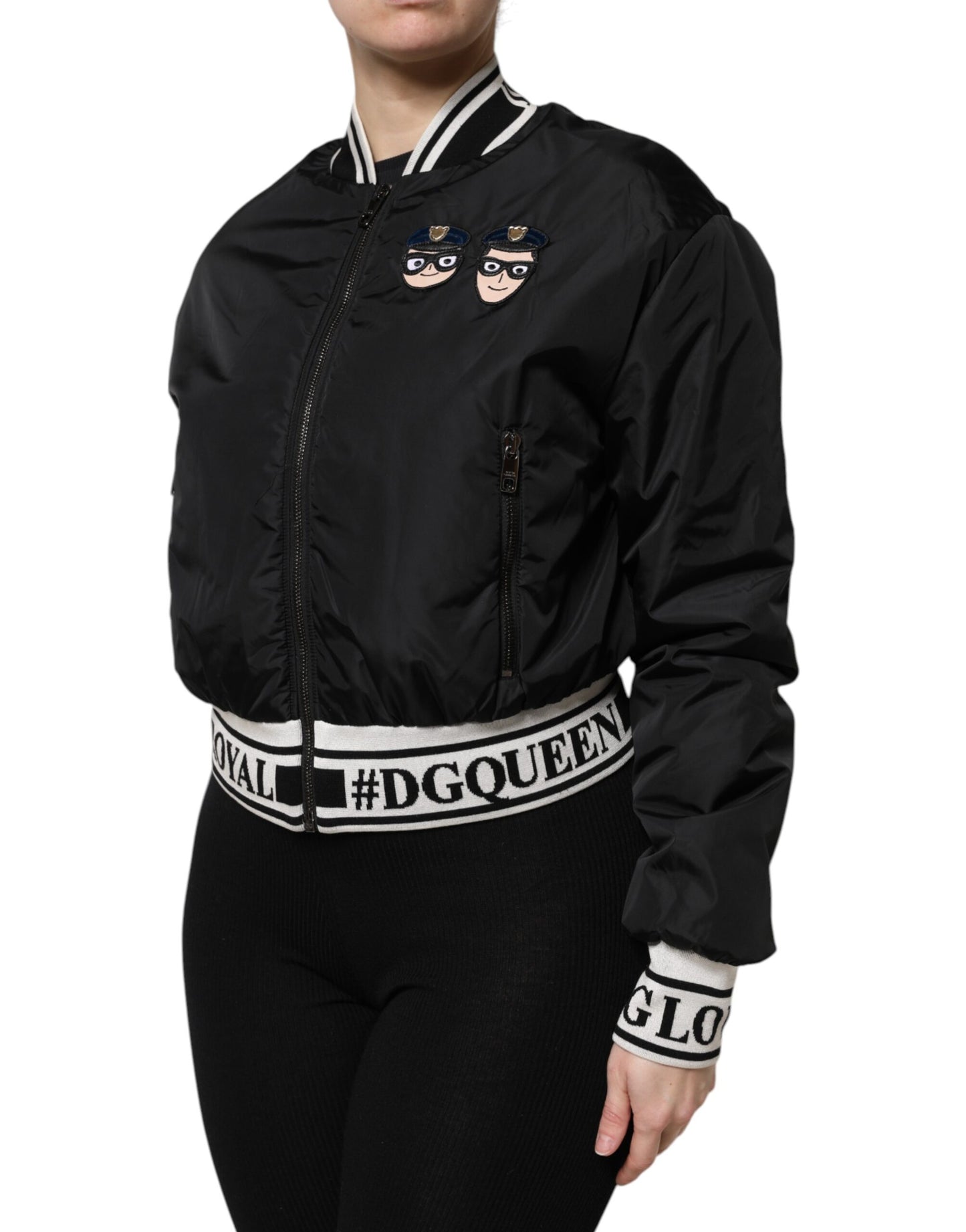 Dolce & Gabbana Black Nylon #DGFamily Full Zip Bomber Jacket Dolce & Gabbana
