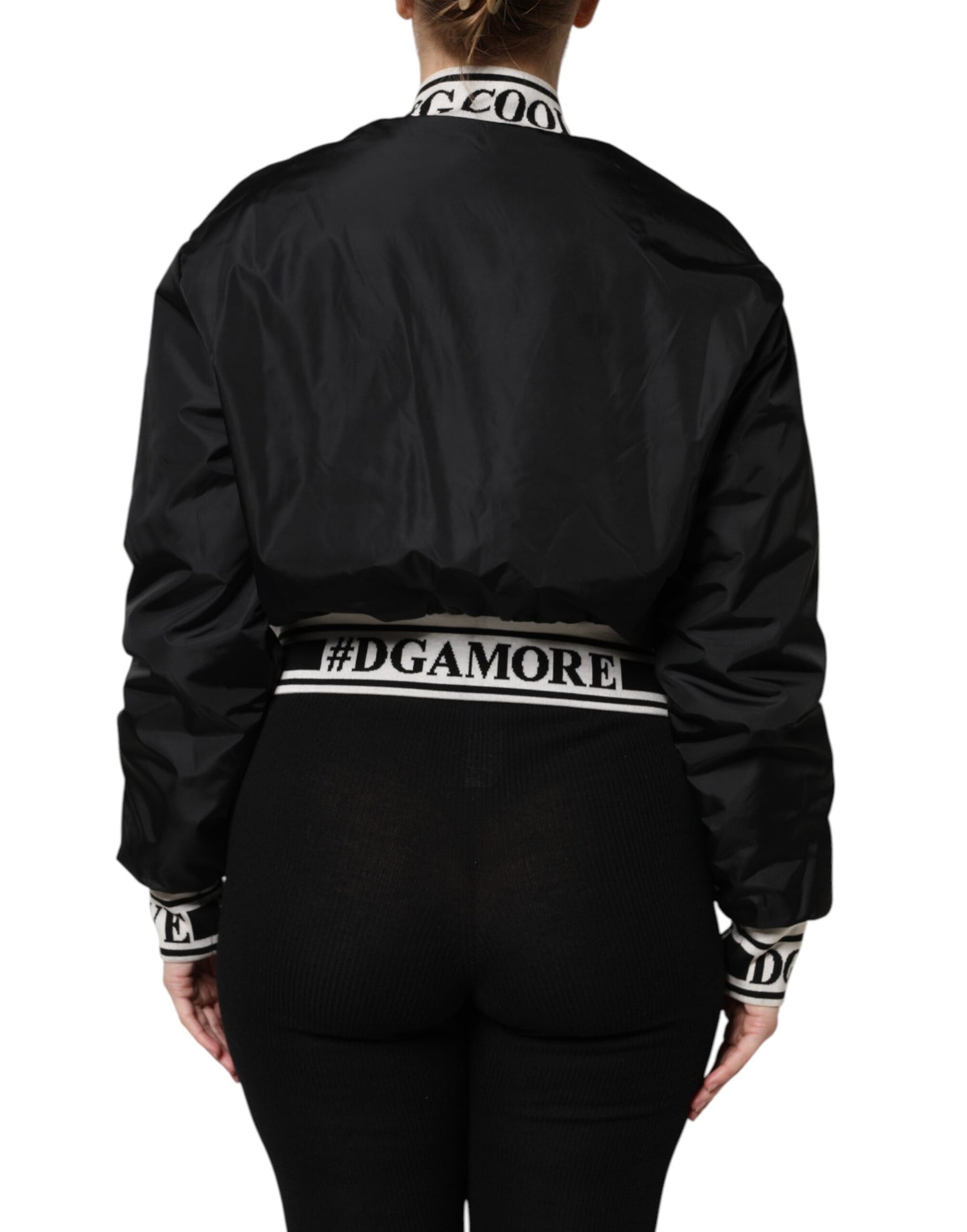Dolce & Gabbana Black Nylon #DGFamily Full Zip Bomber Jacket Dolce & Gabbana