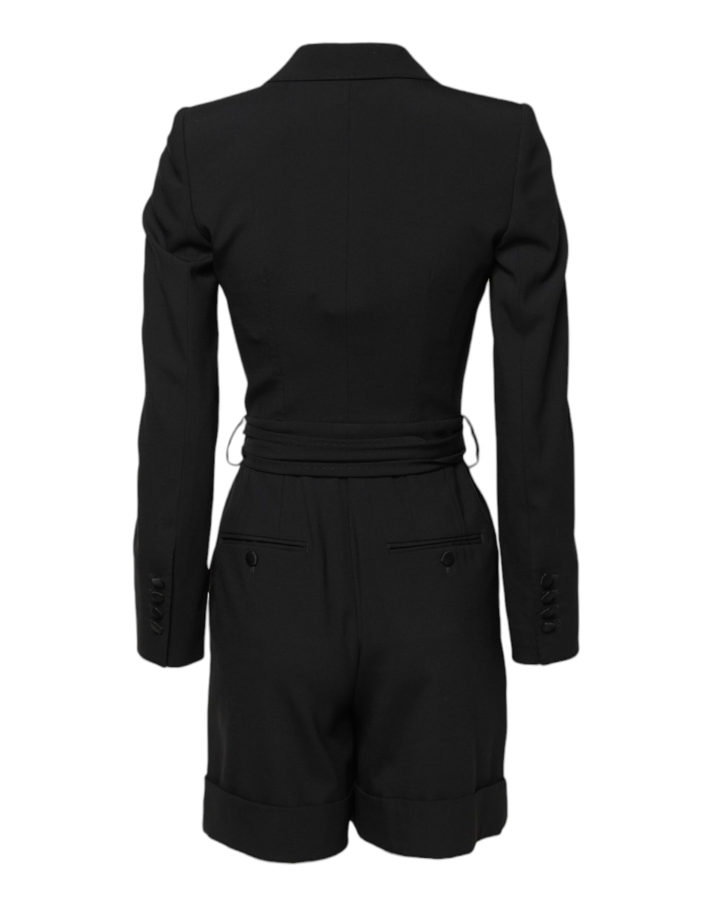 Dolce & Gabbana Black Wool Jumpsuit Dress Women Coat Jacket Dolce & Gabbana