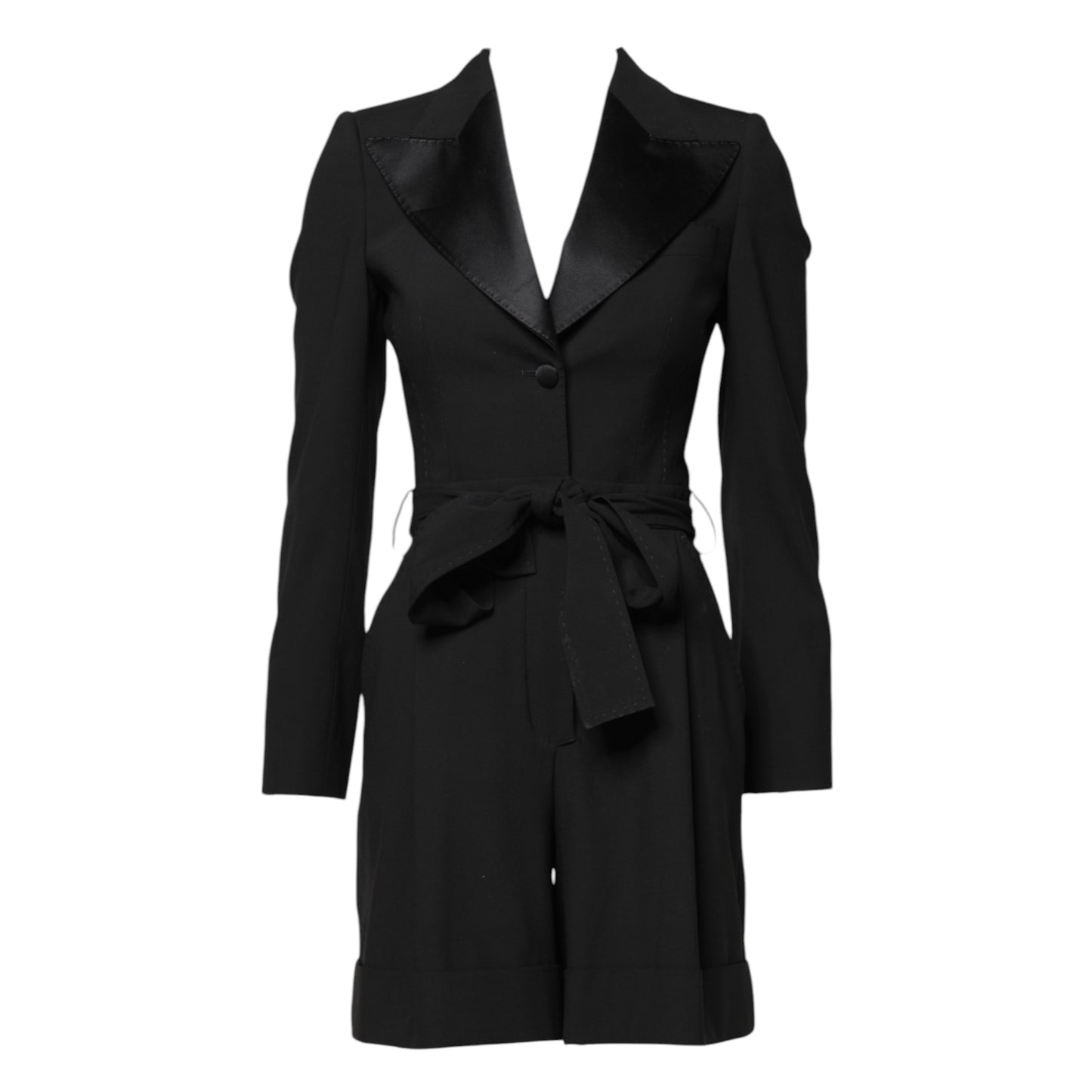 Dolce & Gabbana Black Wool Jumpsuit Dress Women Coat Jacket Dolce & Gabbana