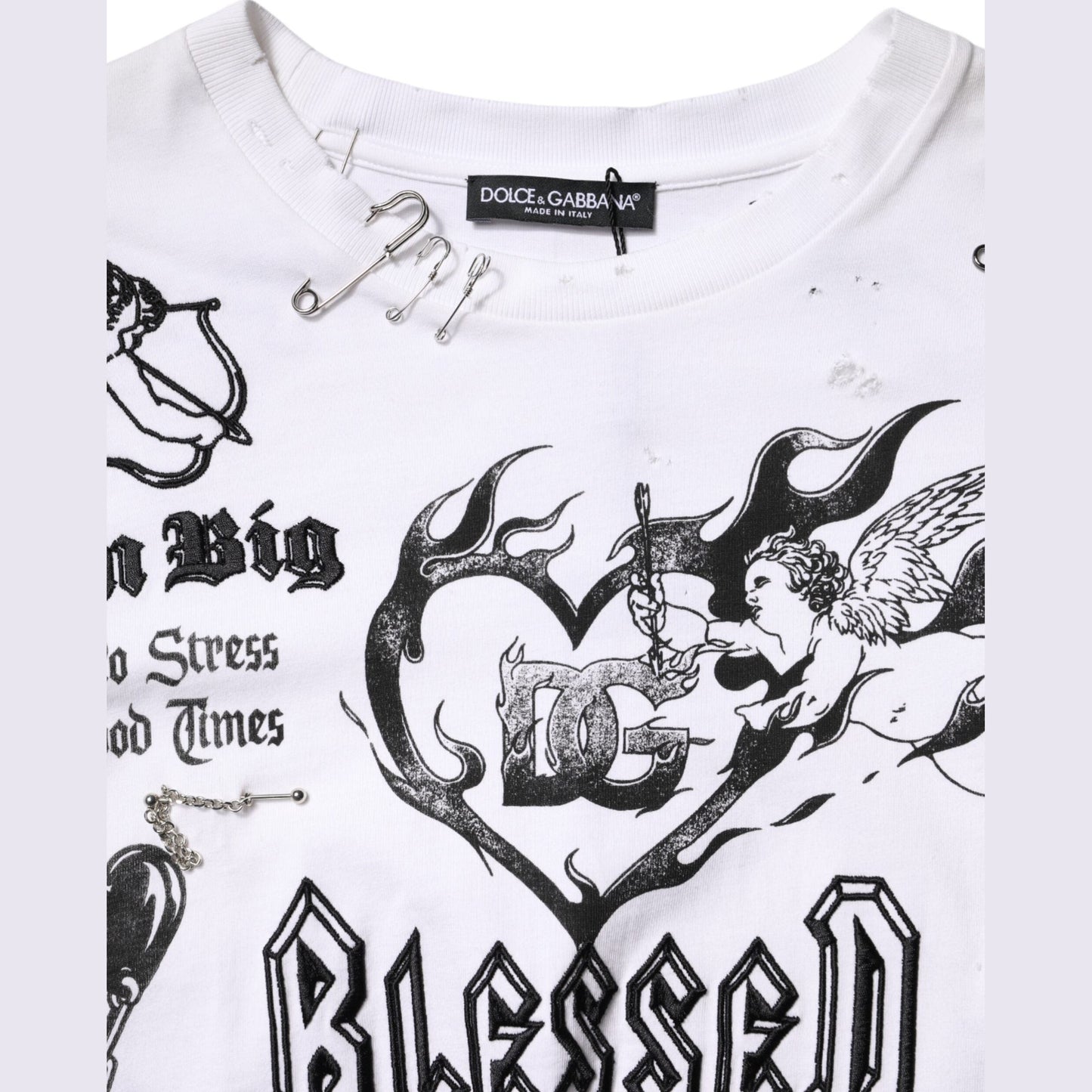 Dolce & Gabbana White Cotton DG BLESSED Printed T-shirt