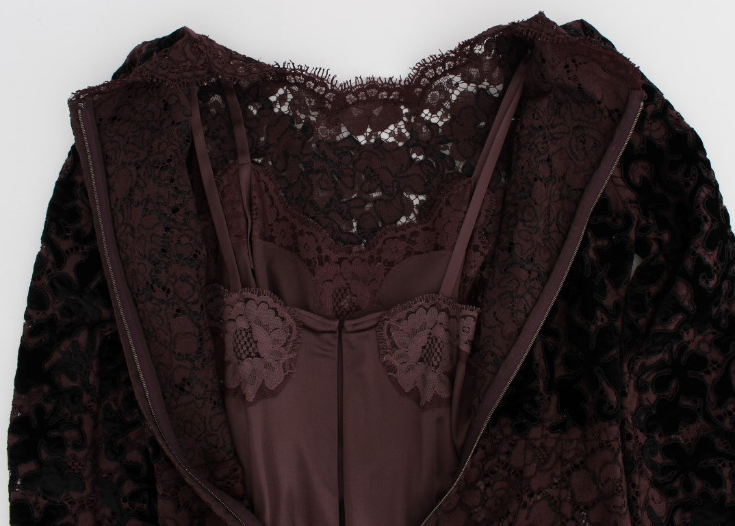 Dolce & Gabbana Purple Floral Lace Ricamo Maxi Dress Dolce & Gabbana