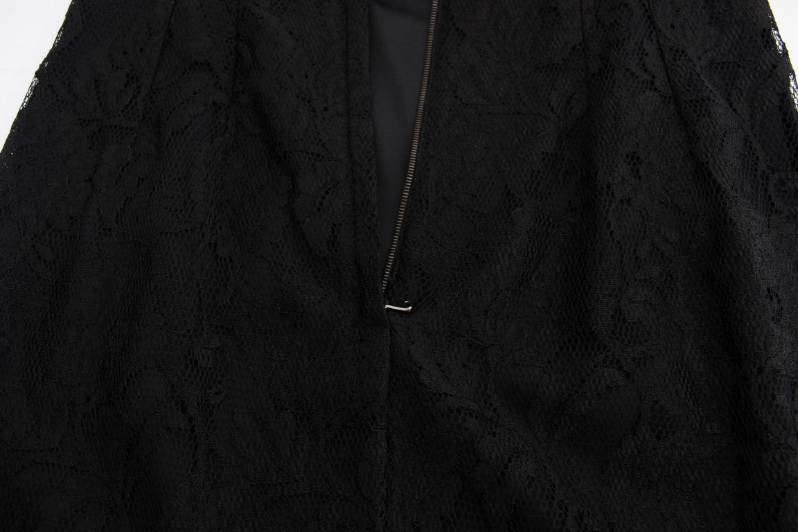 Dolce & Gabbana Black Floral Lace Long Ball Maxi Dress Dolce & Gabbana