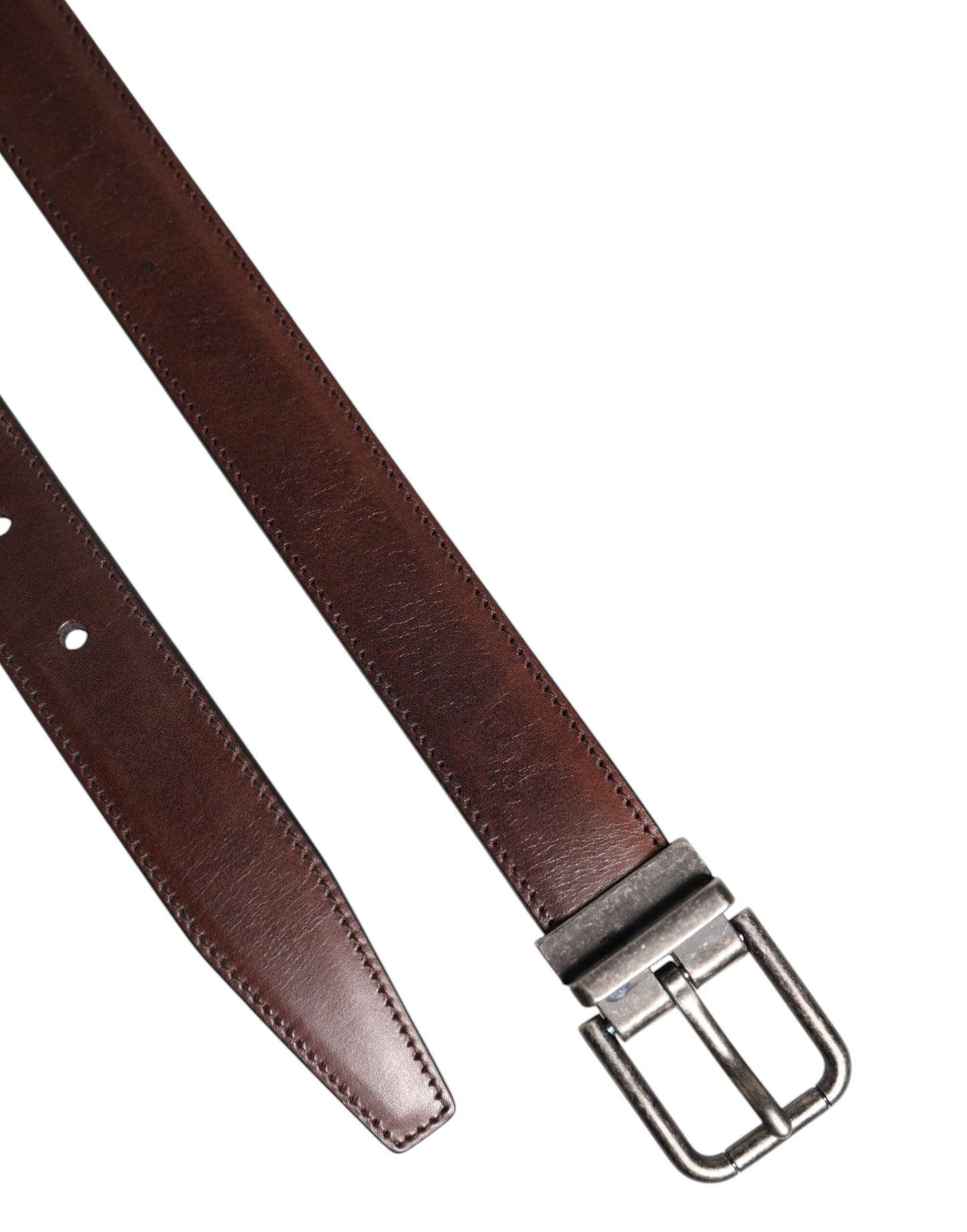 Dolce & Gabbana Brown Classic Calf Leather Metal Buckle Belt Dolce & Gabbana