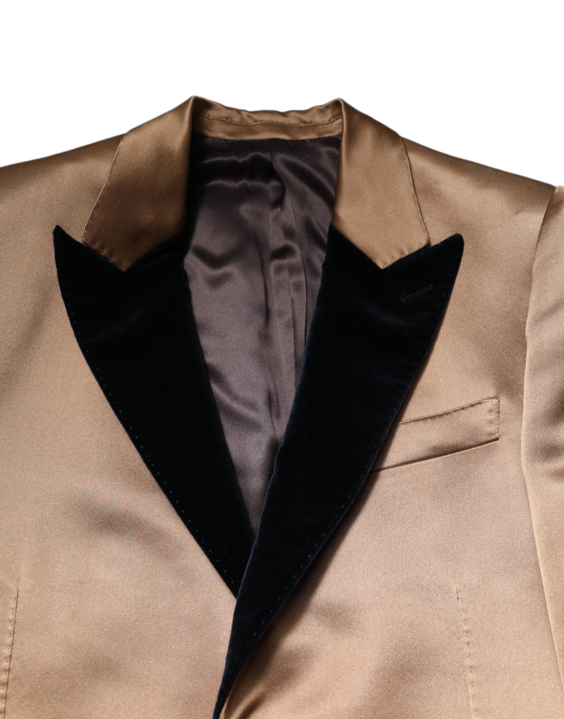 Dolce & Gabbana Brown Silk Single Breasted Trench Coat Jacket Dolce & Gabbana