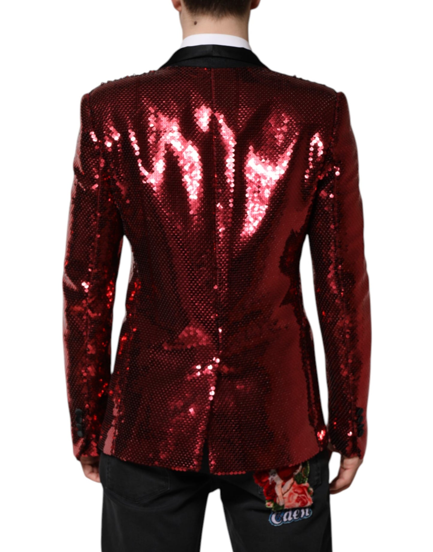Dolce & Gabbana Red SICILIA Sequin Embellish Blazer Jacket Dolce & Gabbana