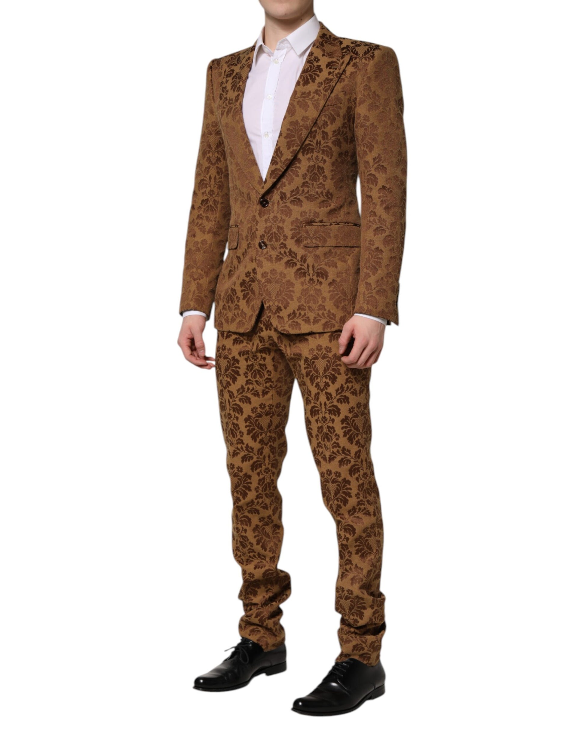 Dolce & Gabbana Brown Floral Jacquard SICILIA 2 Piece Suit Dolce & Gabbana