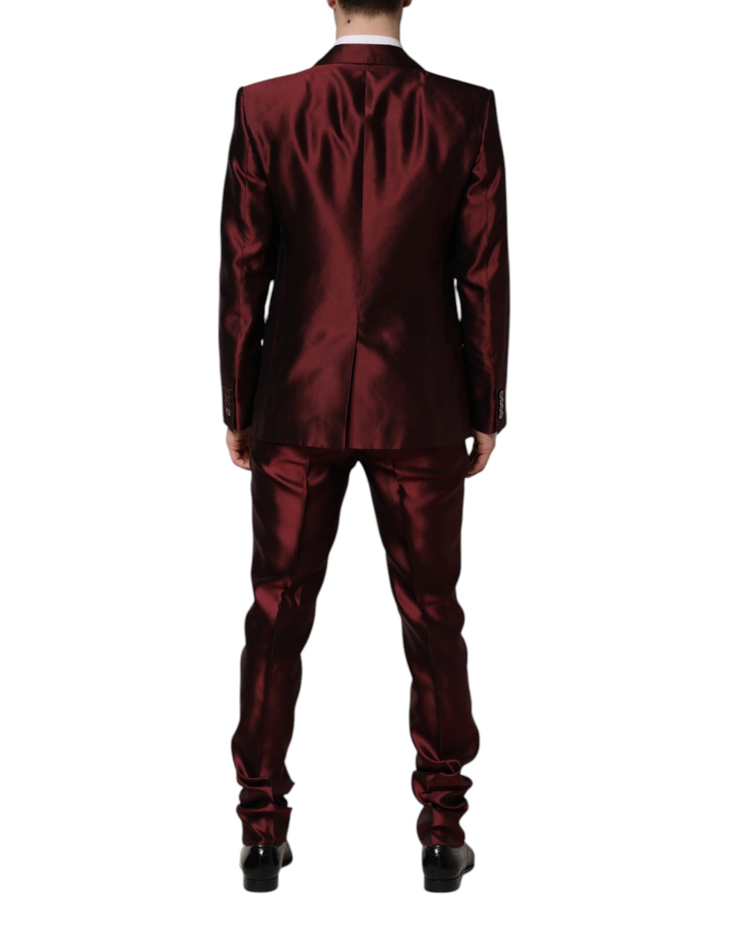Dolce & Gabbana Bordeaux Silk 2 Piece Single Breasted Suit Dolce & Gabbana