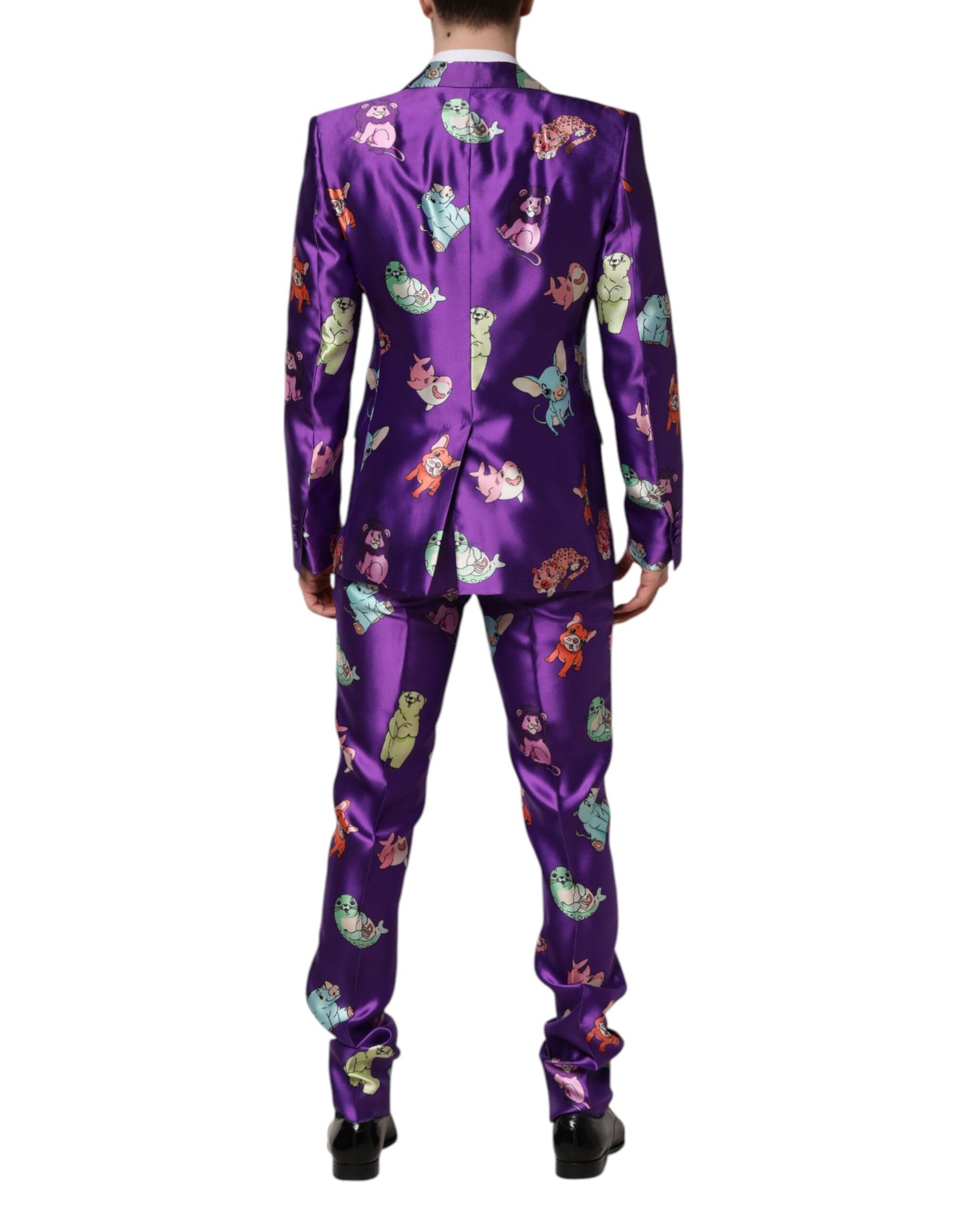 Dolce & Gabbana Purple Silk Animal Print 3 Piece Suit Dolce & Gabbana