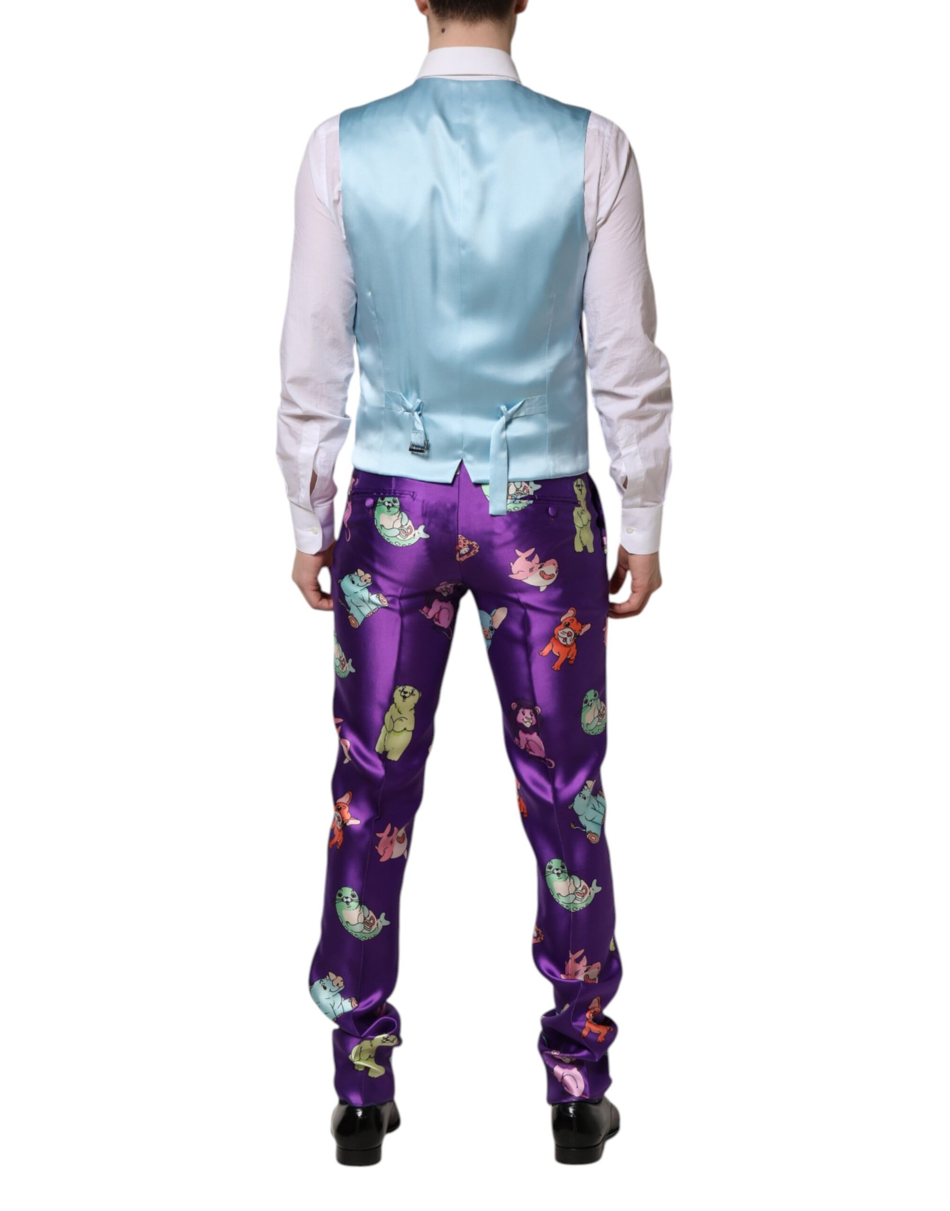 Dolce & Gabbana Purple Silk Animal Print 3 Piece Suit Dolce & Gabbana