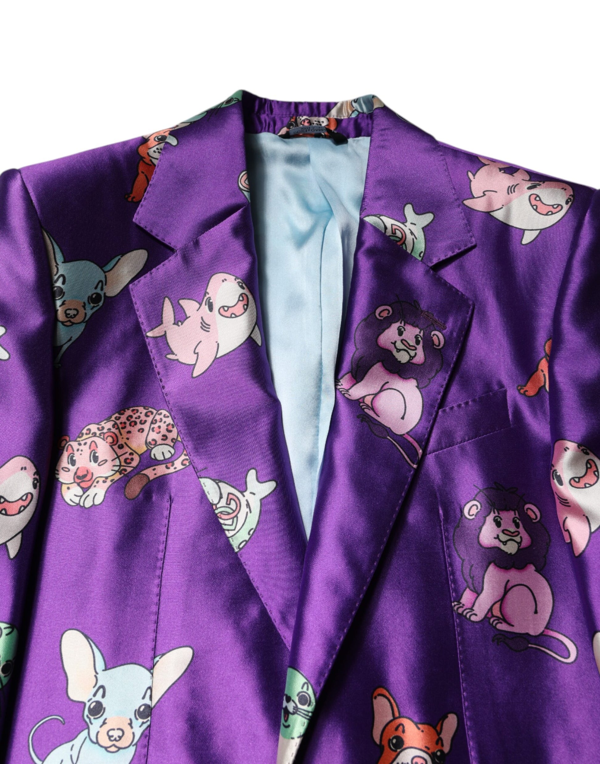 Dolce & Gabbana Purple Silk Animal Print 3 Piece Suit Dolce & Gabbana