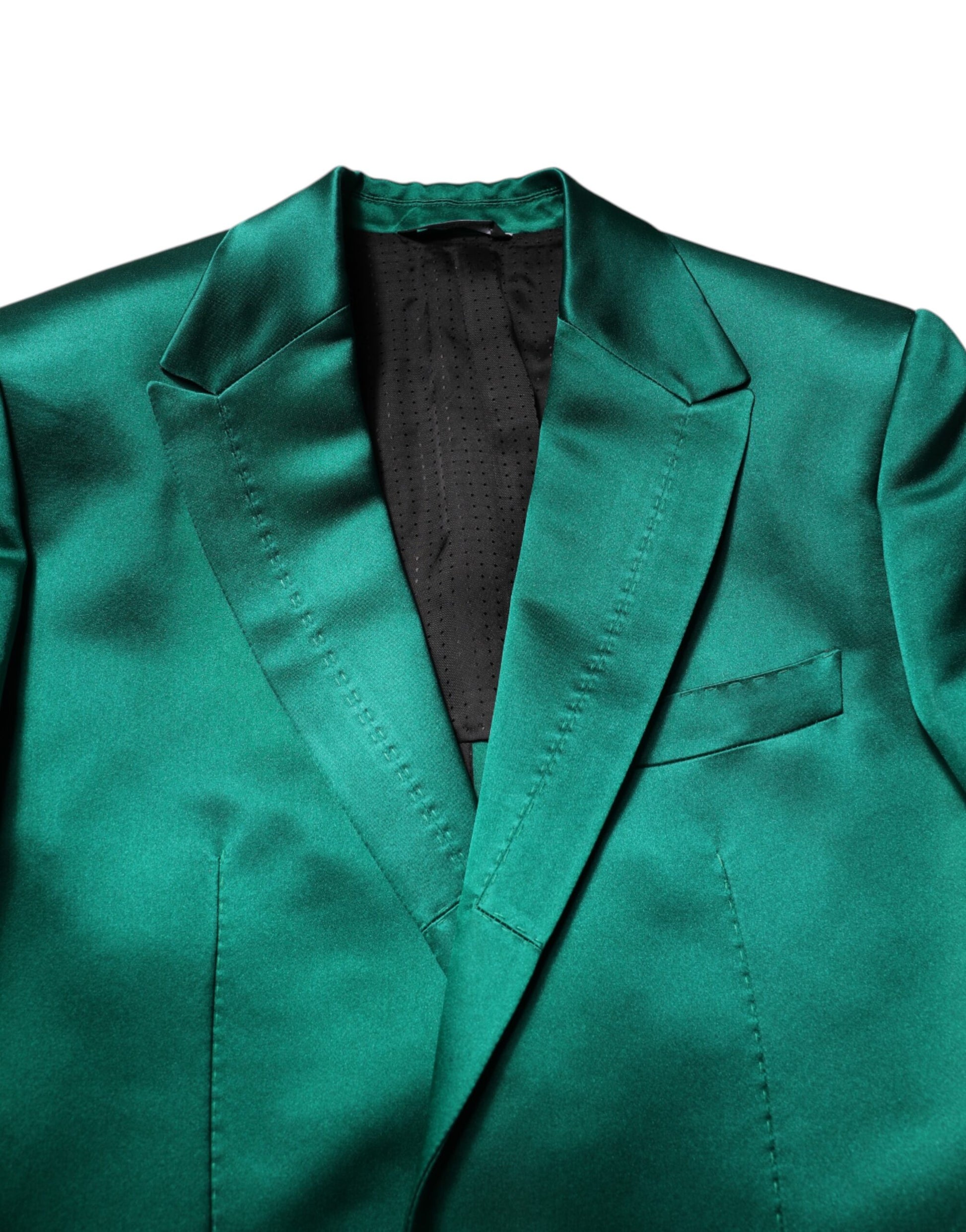 Dolce & Gabbana Green Silk 3 Piece Single Breasted Suit Dolce & Gabbana