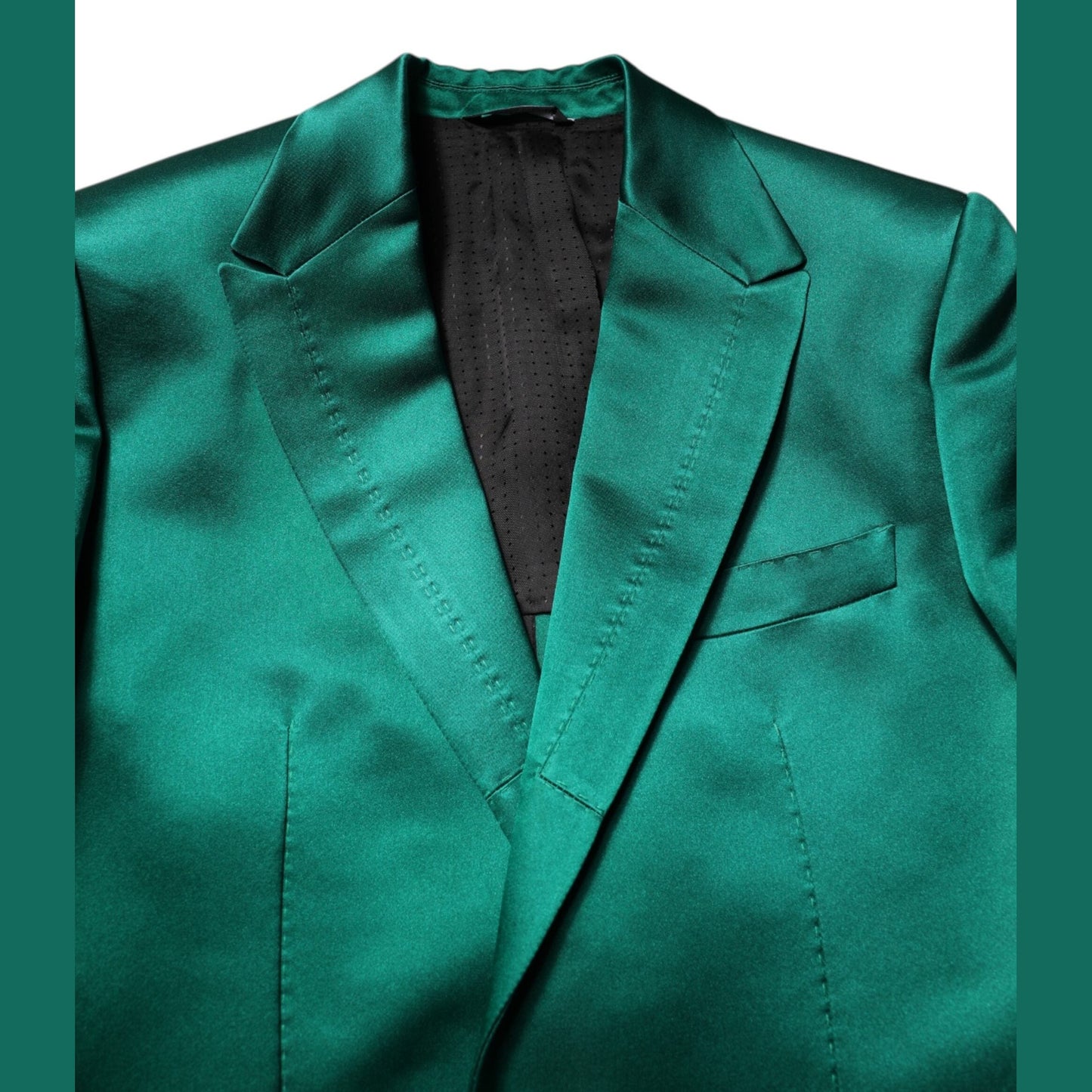 Dolce & Gabbana Green Silk 3 Piece Single Breasted Suit