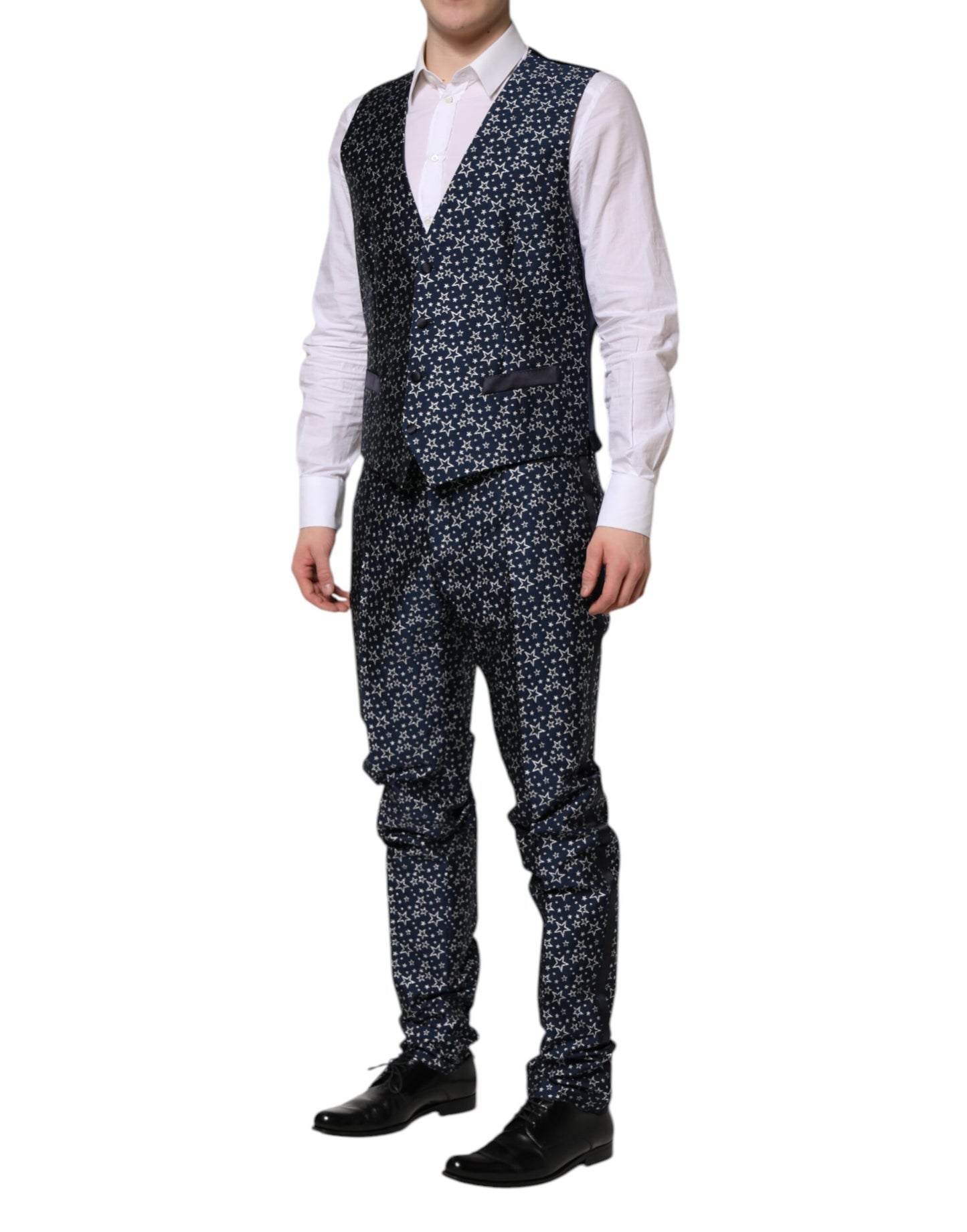 Dolce & Gabbana Blue MARTINI Star Jacquard 3 Piece Suit Dolce & Gabbana