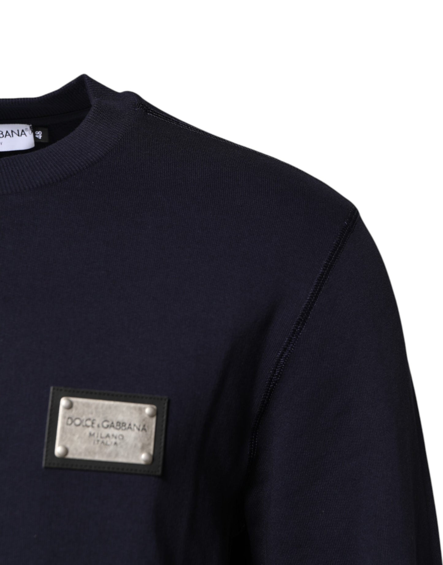 Dolce & Gabbana Dark Blue Logo Crew Neck Pullover Sweater Dolce & Gabbana