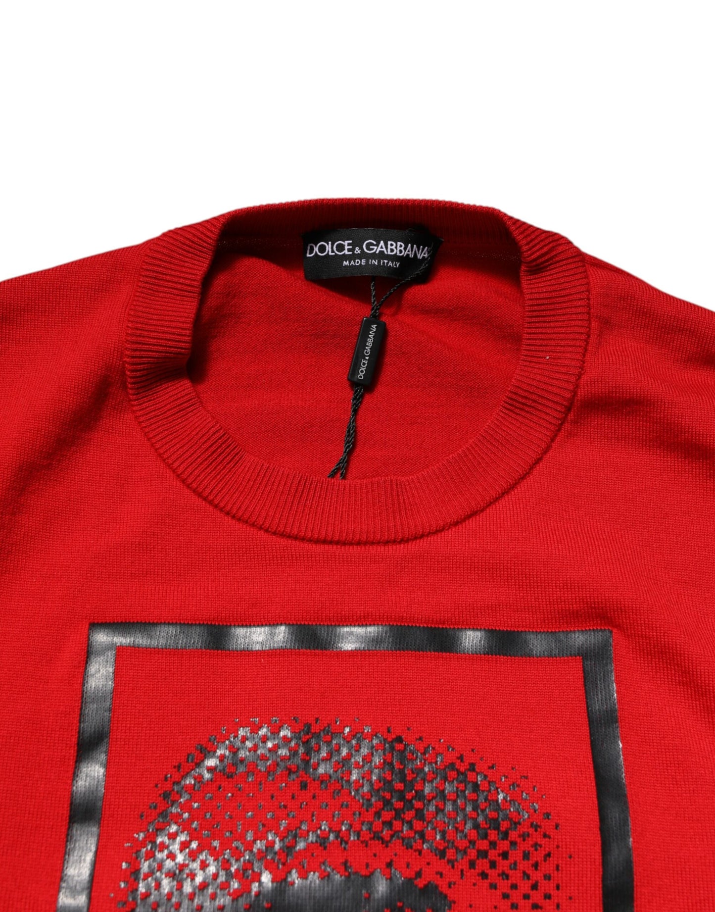 Dolce & Gabbana Red Eye Print Crew Neck Men Pullover Sweater Dolce & Gabbana