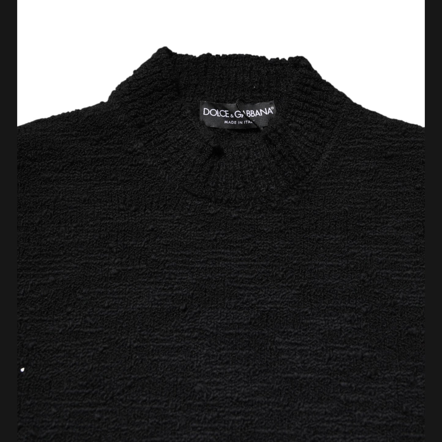 Dolce & Gabbana Black Wool Knit Crew Neck Pullover Sweater