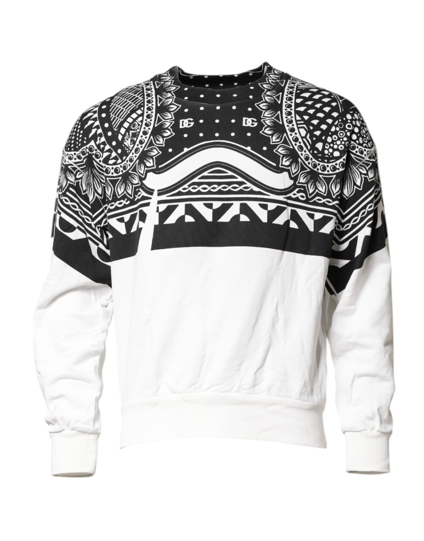 Dolce & Gabbana Black White Bandana Cotton Men Sweatshirt Sweater Dolce & Gabbana