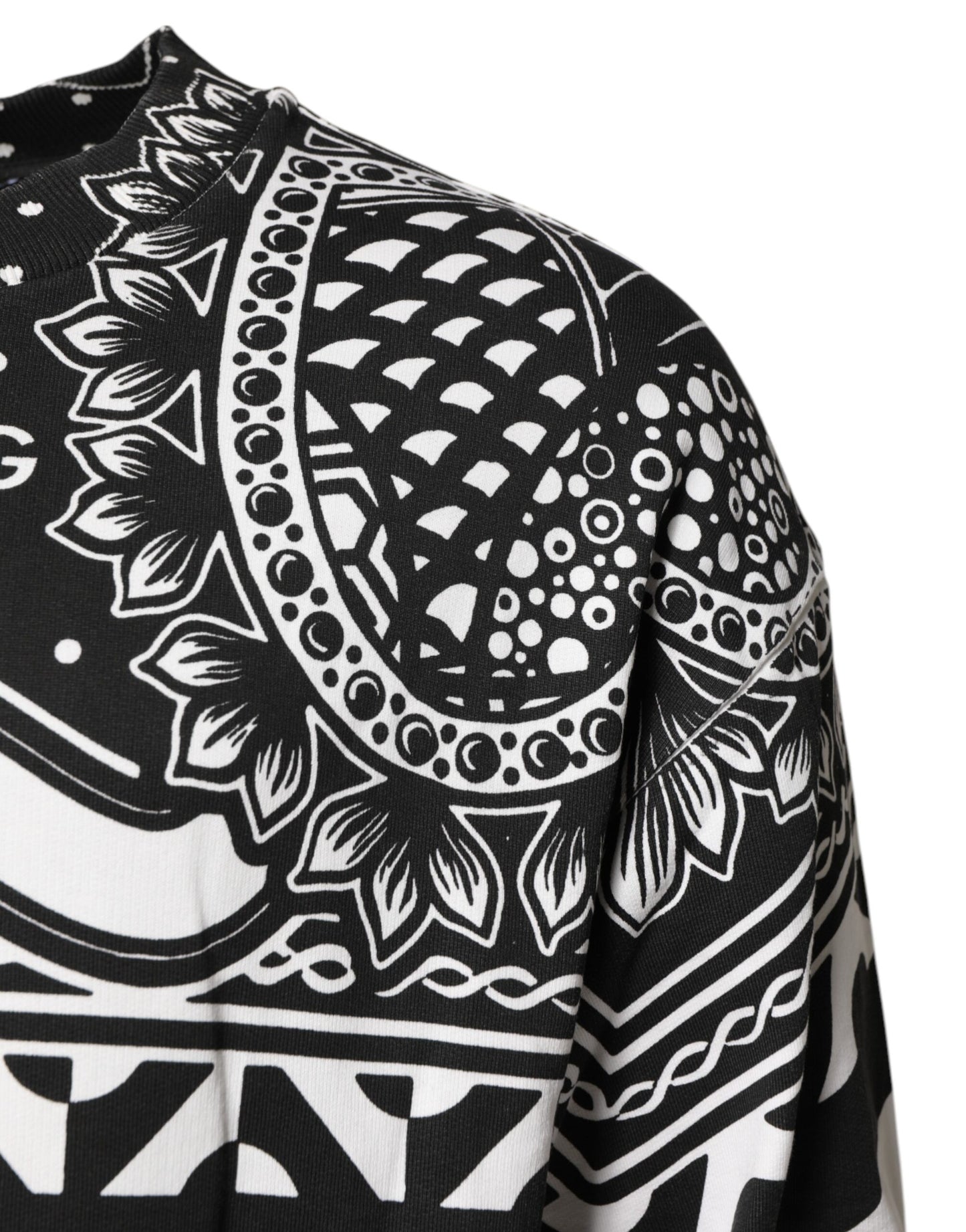 Dolce & Gabbana Black White Bandana Cotton Men Sweatshirt Sweater Dolce & Gabbana
