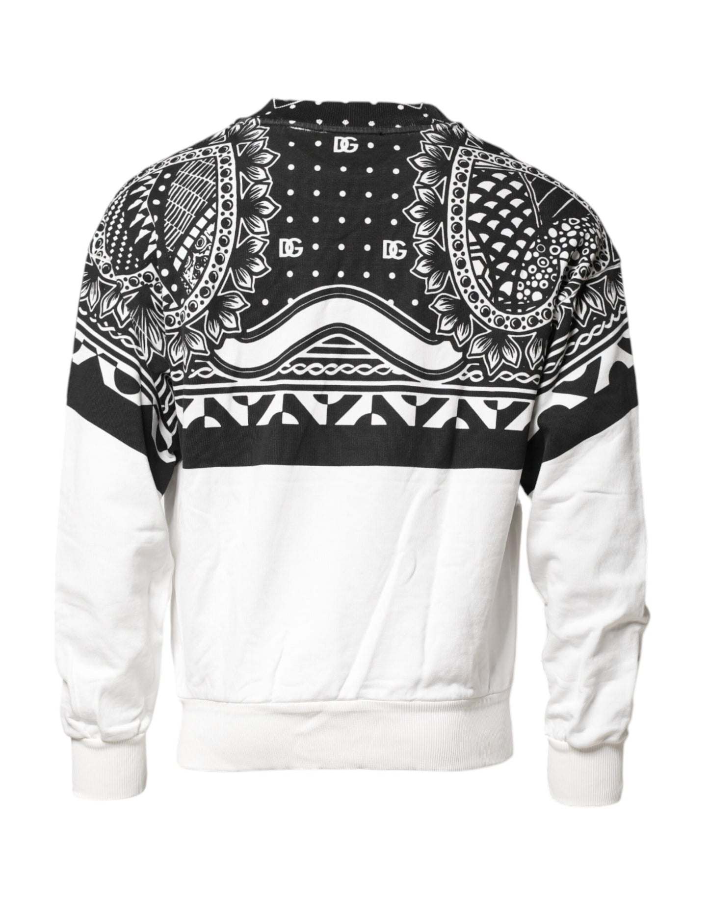 Dolce & Gabbana Black White Bandana Cotton Men Sweatshirt Sweater Dolce & Gabbana