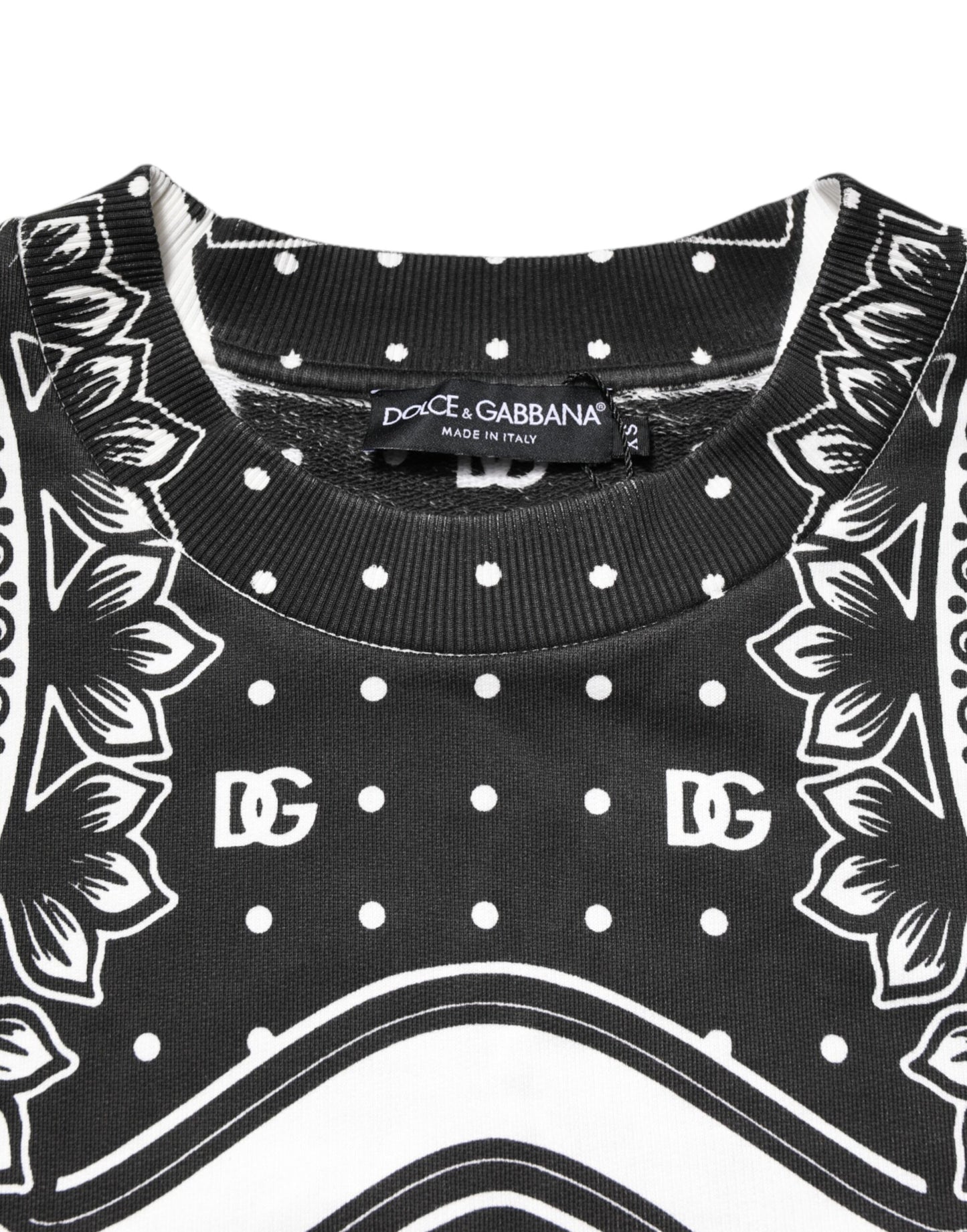 Dolce & Gabbana Black White Bandana Cotton Men Sweatshirt Sweater Dolce & Gabbana