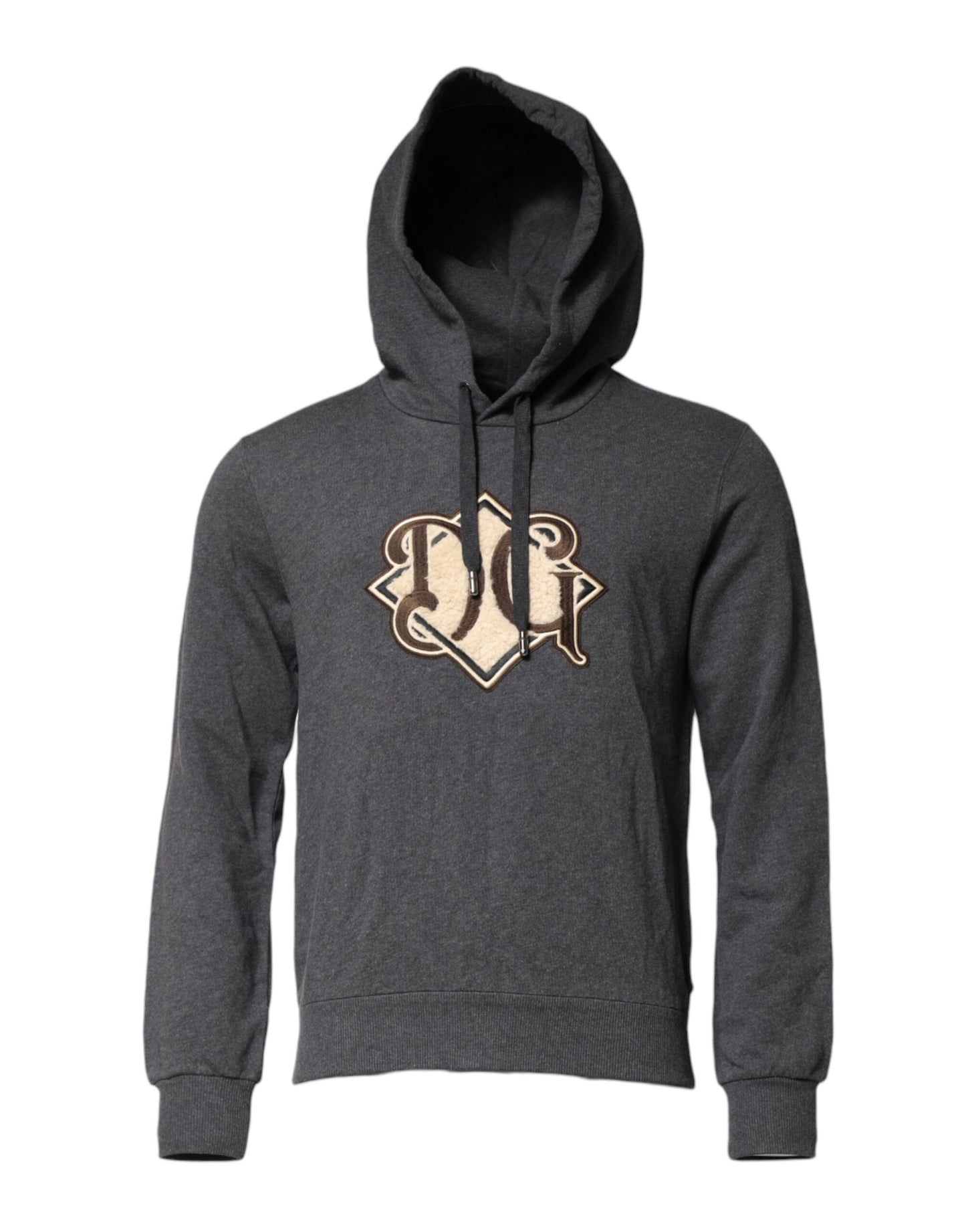 Dolce & Gabbana Gray Logo Patch Hooded Sweatshirt Sweater Dolce & Gabbana