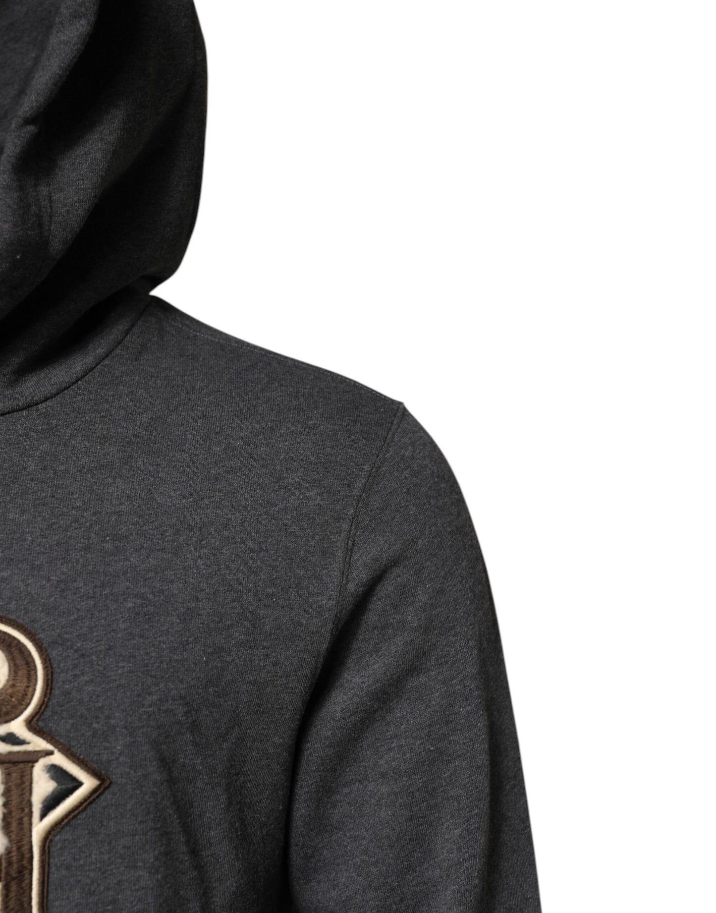 Dolce & Gabbana Gray Logo Patch Hooded Sweatshirt Sweater Dolce & Gabbana