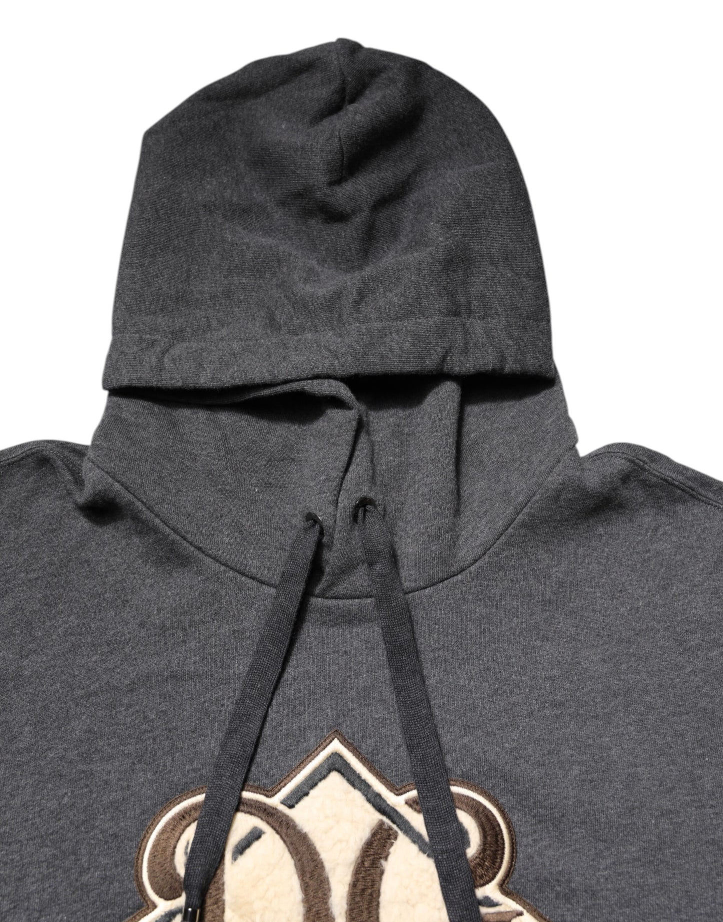 Dolce & Gabbana Gray Logo Patch Hooded Sweatshirt Sweater Dolce & Gabbana