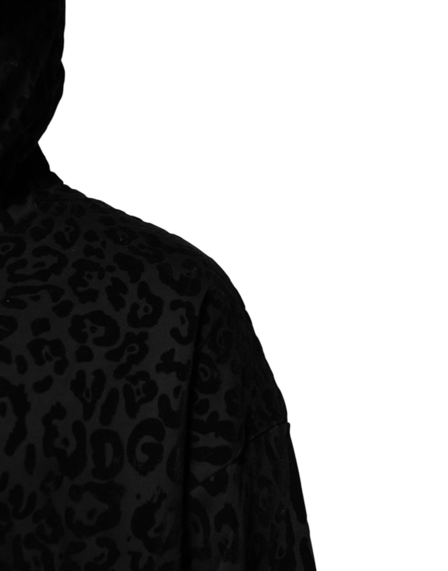 Dolce & Gabbana Black Leopard Full Zip Hooded Sweatshirt Sweater Dolce & Gabbana