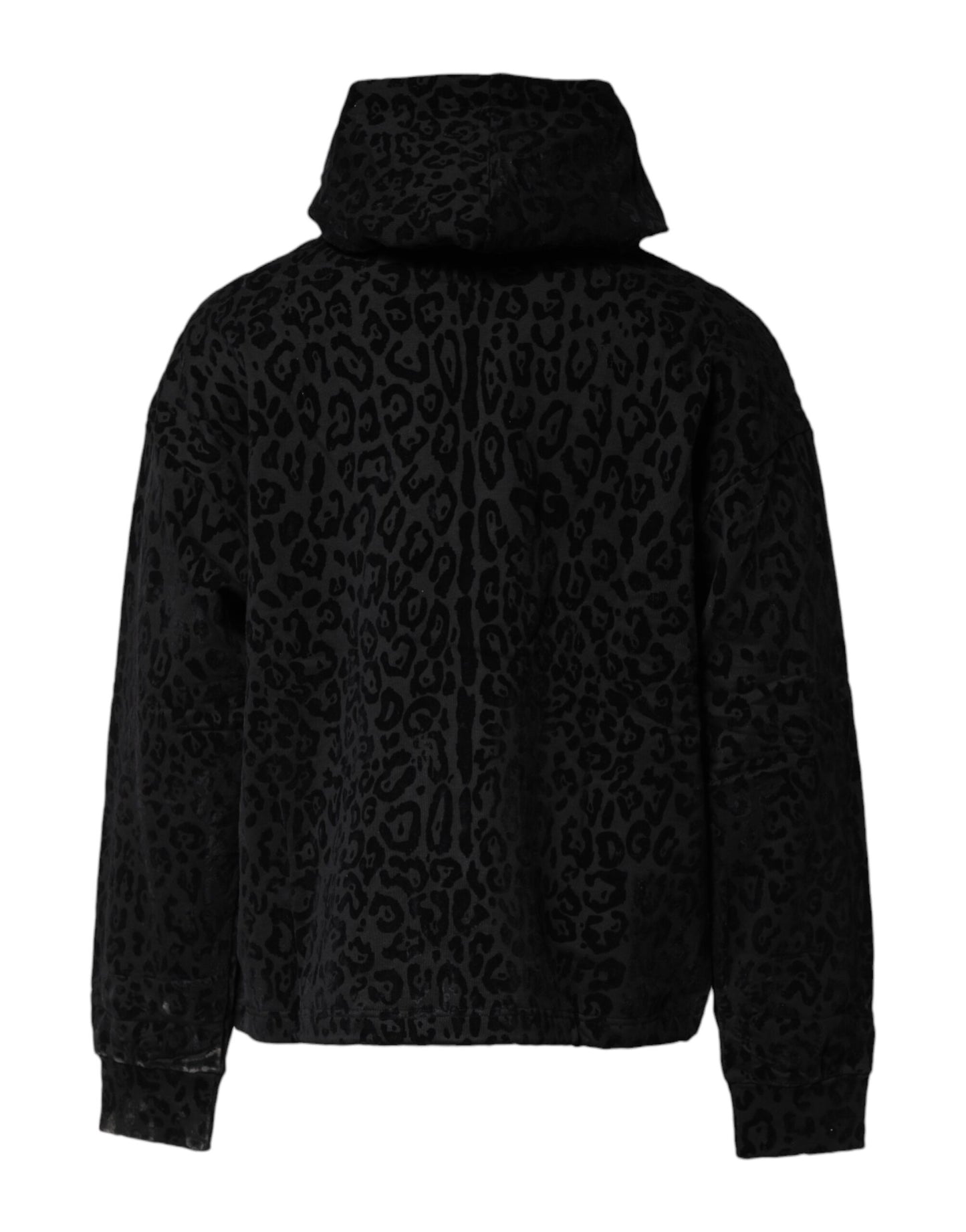 Dolce & Gabbana Black Leopard Full Zip Hooded Sweatshirt Sweater Dolce & Gabbana