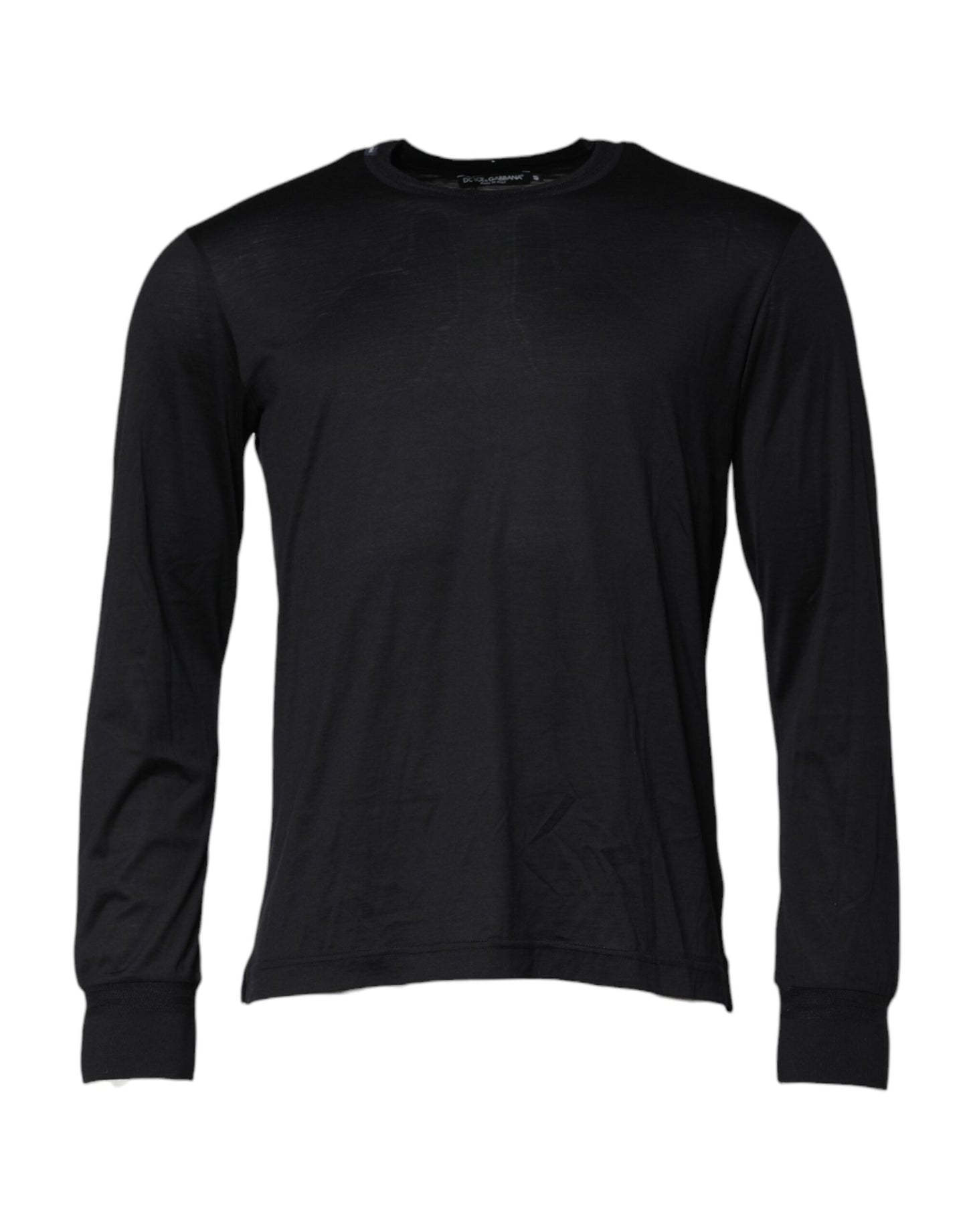 Dolce & Gabbana Dark Blue Silk Crew Neck Men Pullover Sweater Dolce & Gabbana